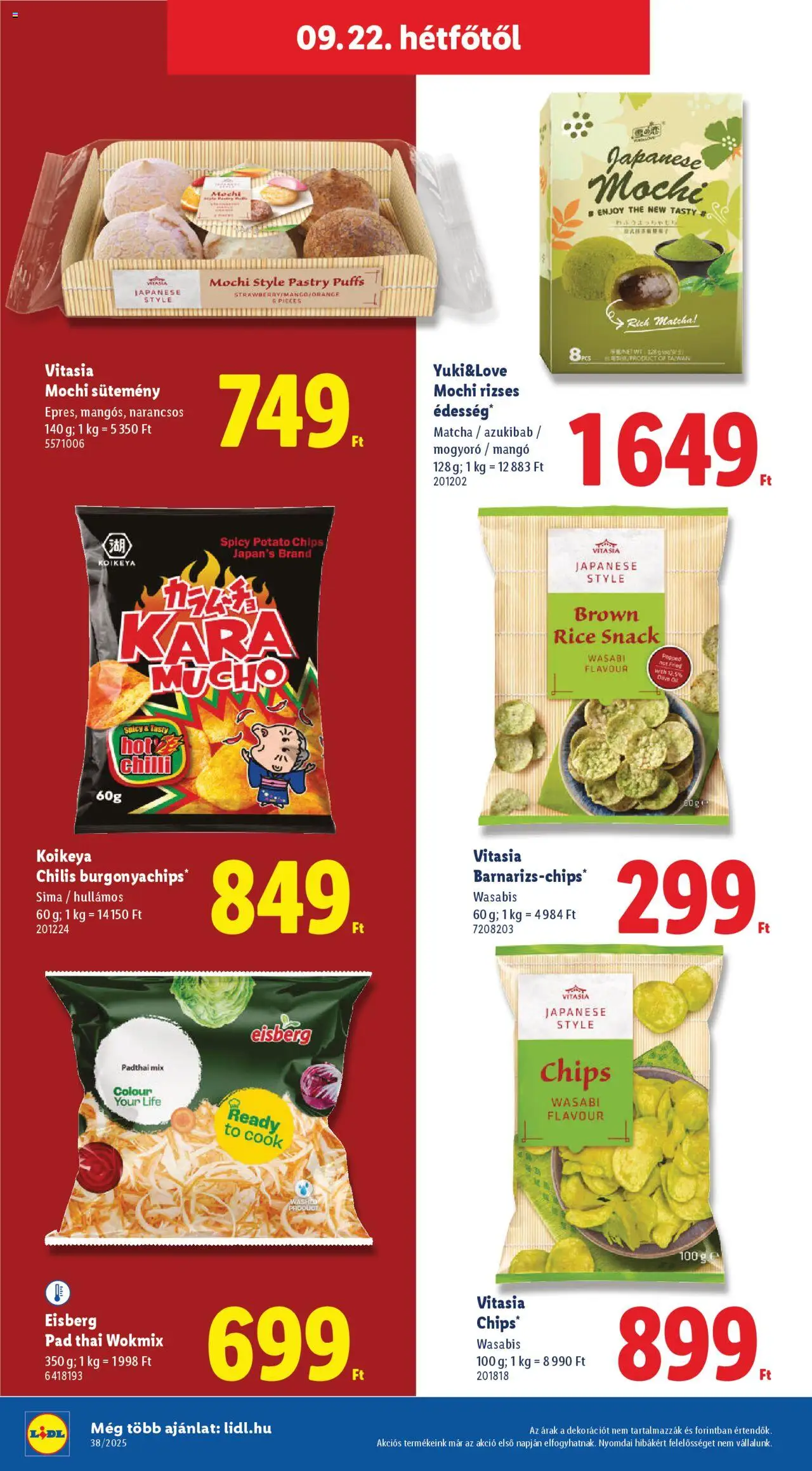 Lidl akciós ujság - amely érvényes a következő dátumtól: 18.09.2025 | Oldal: 72 | Termékek: Chips, Wasabi, Sütemény, Mangó