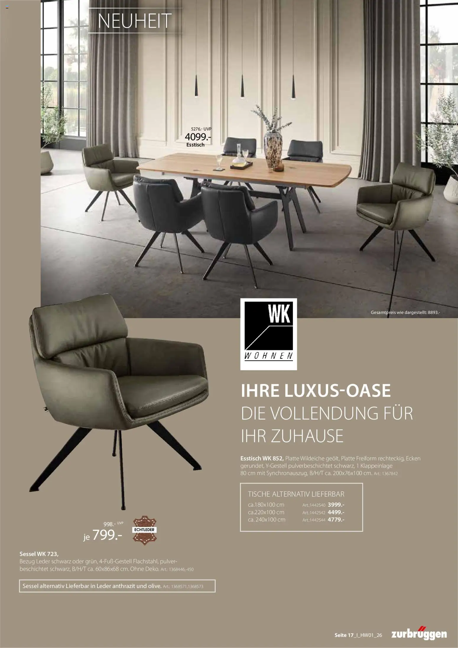 Zurbrüggen Hochwert Spezial – gültig ab 27.03.2026 | Seite: 17 | Produkte: Esstisch, Sessel