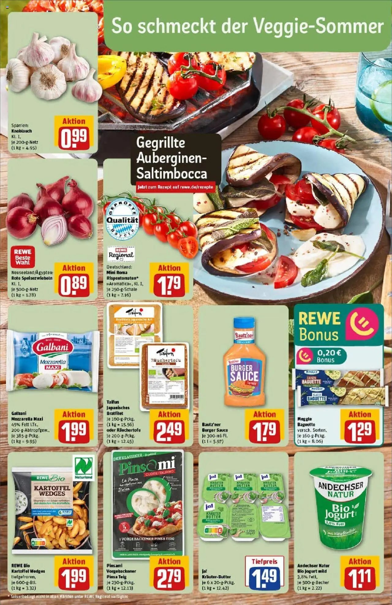 Rewe prospekt Pegnitz	 - gültig ab dem 06.07.2025 | Seite: 4 | Produkte: Mozzarella, Kräuterbutter, Knoblauch, Pizza