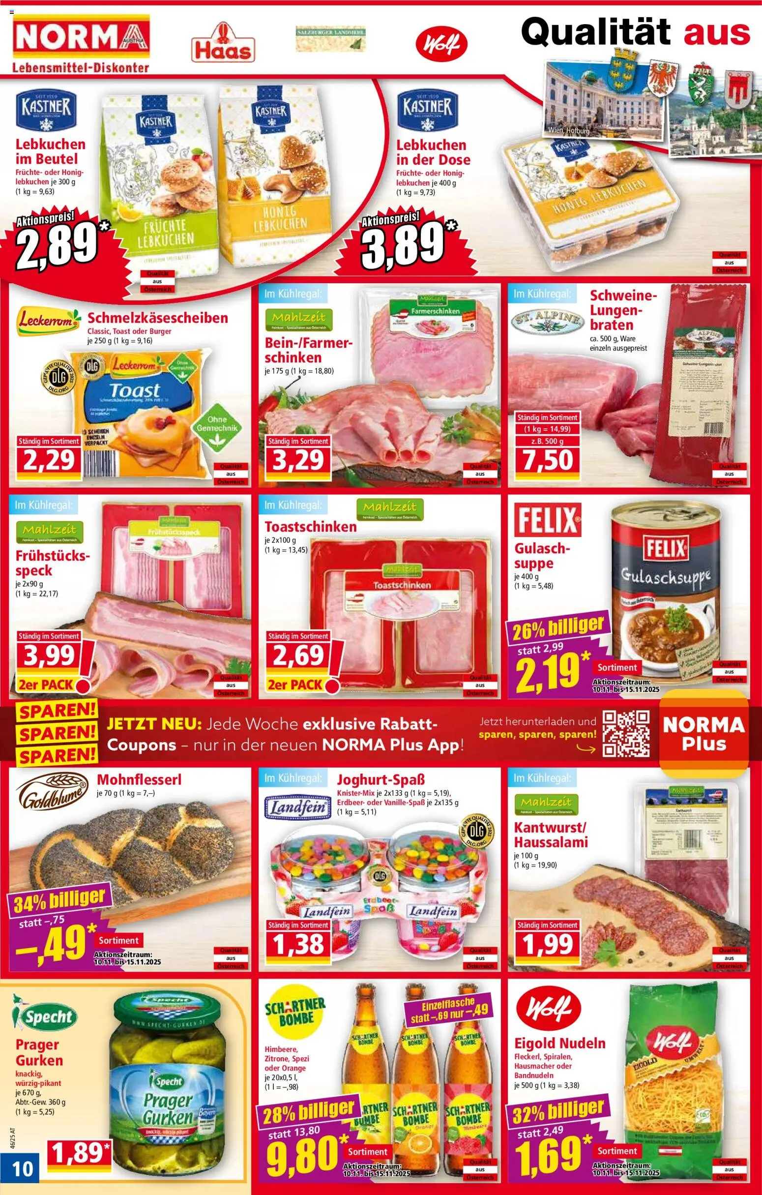 Norma Flugblatt gültig ab 10.11.2025 | Seite: 11 | Produkte: Gurken, Schinken, Nudeln