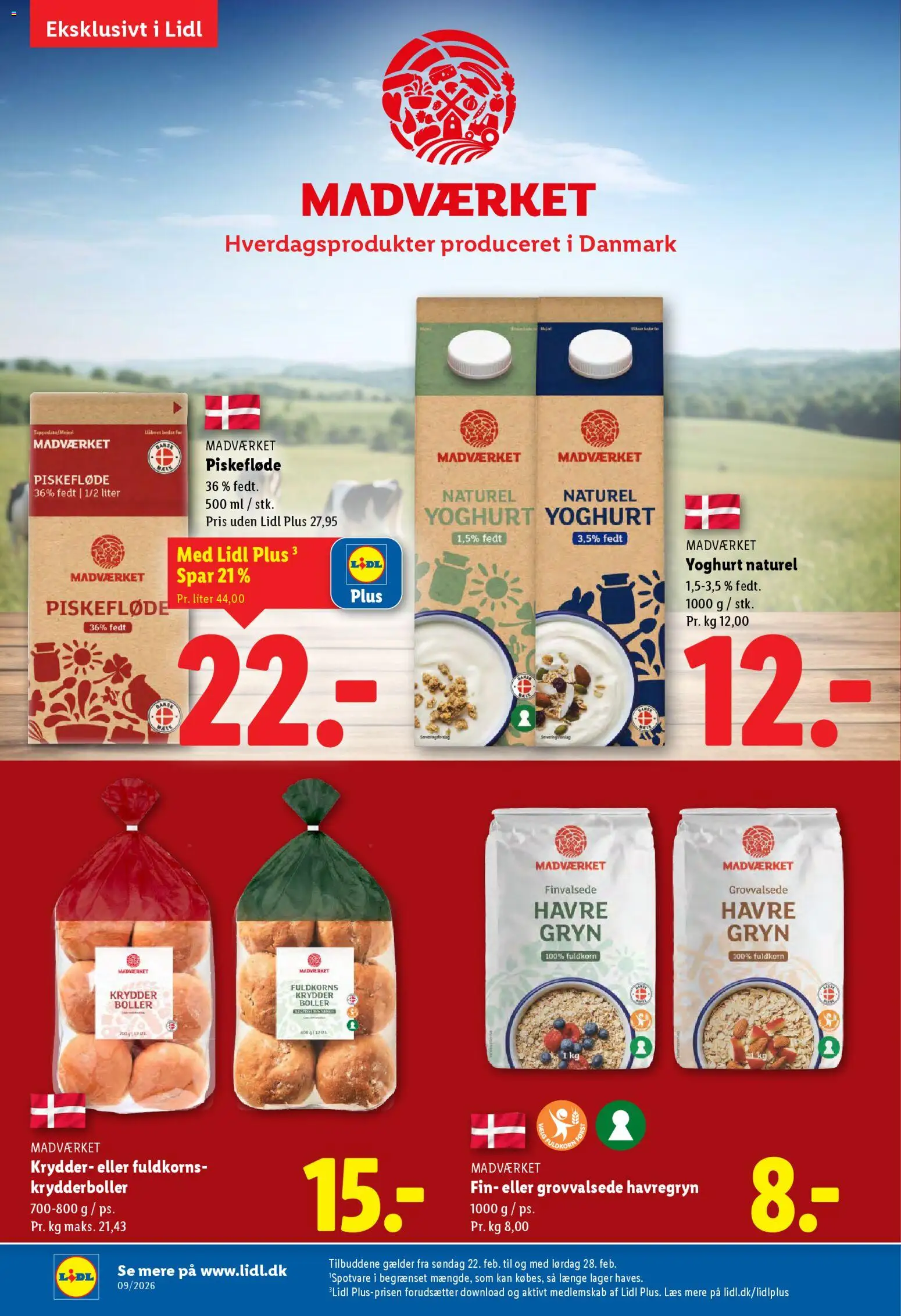 Lidl tilbudsavis – gyldig fra 22.02.2026 | Side: 6 | Produkter: Yoghurt, Krydderboller, Havregryn, Søm