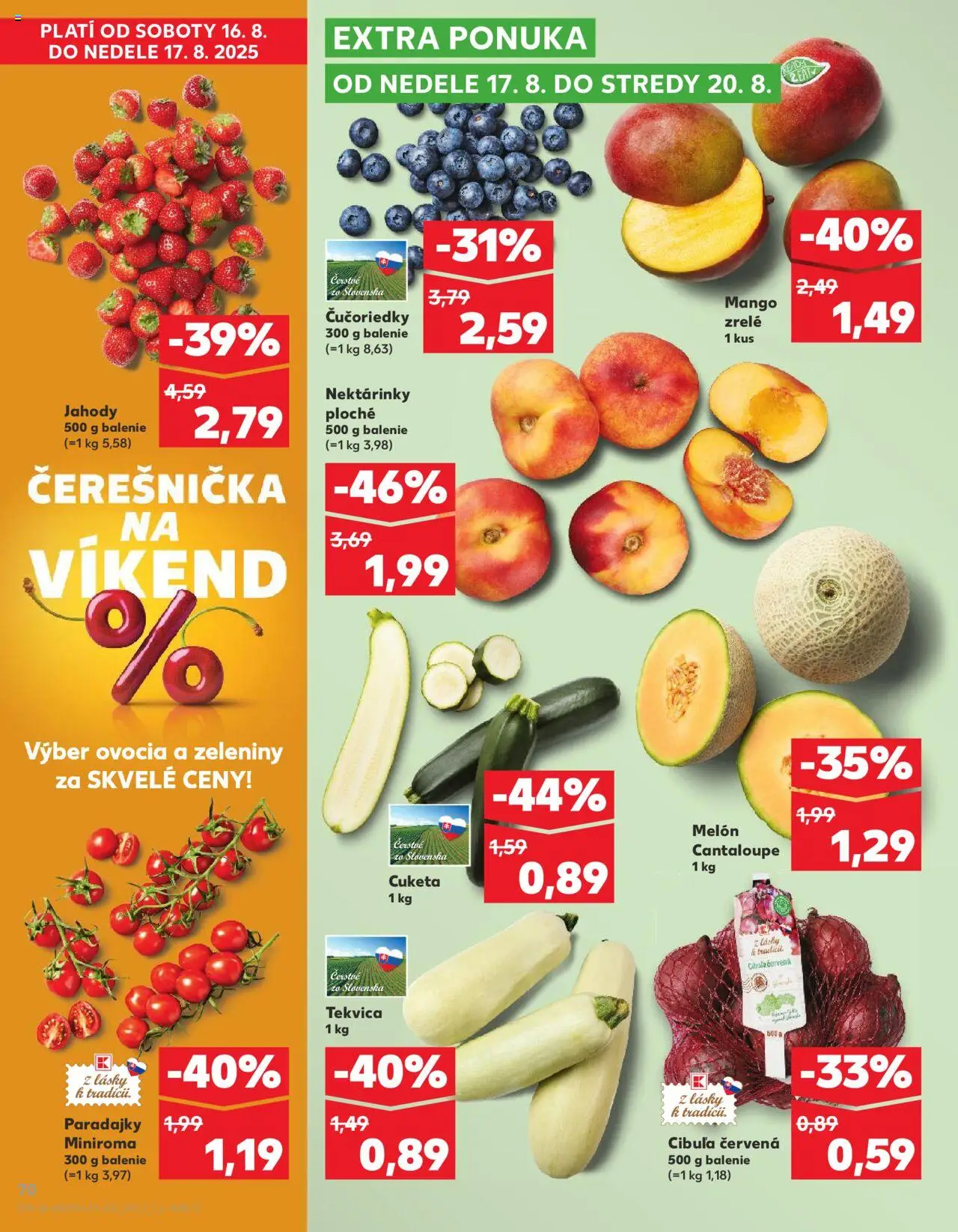 Kaufland SK akciós ujság - amely érvényes a következő dátumtól: 14.08.2025 | Oldal: 70 | Termékek: Mangó