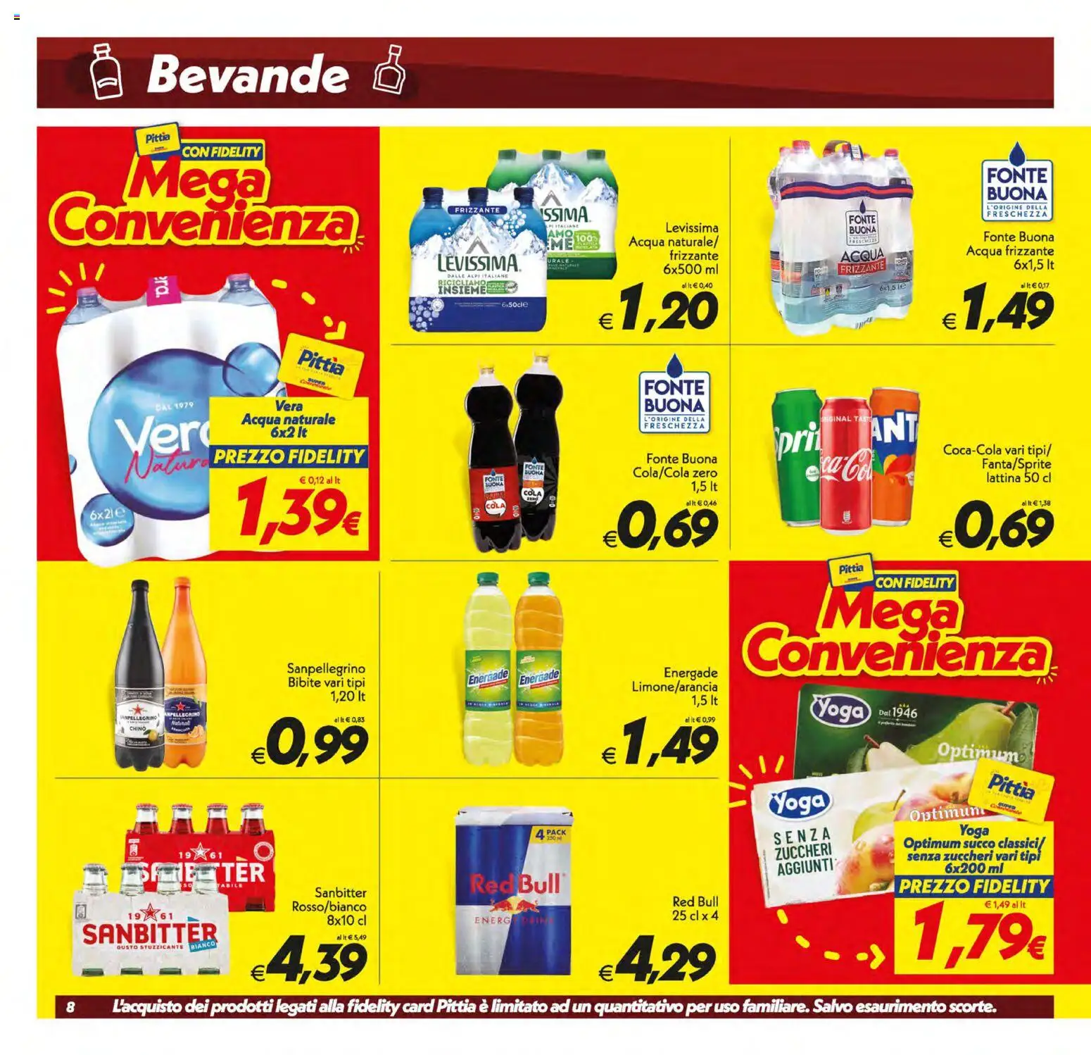 Volantino SuperConveniente del 17.03.2026 | Pagina: 8 | Prodotti: Succo, Acqua naturale, Bibite, Red Bull