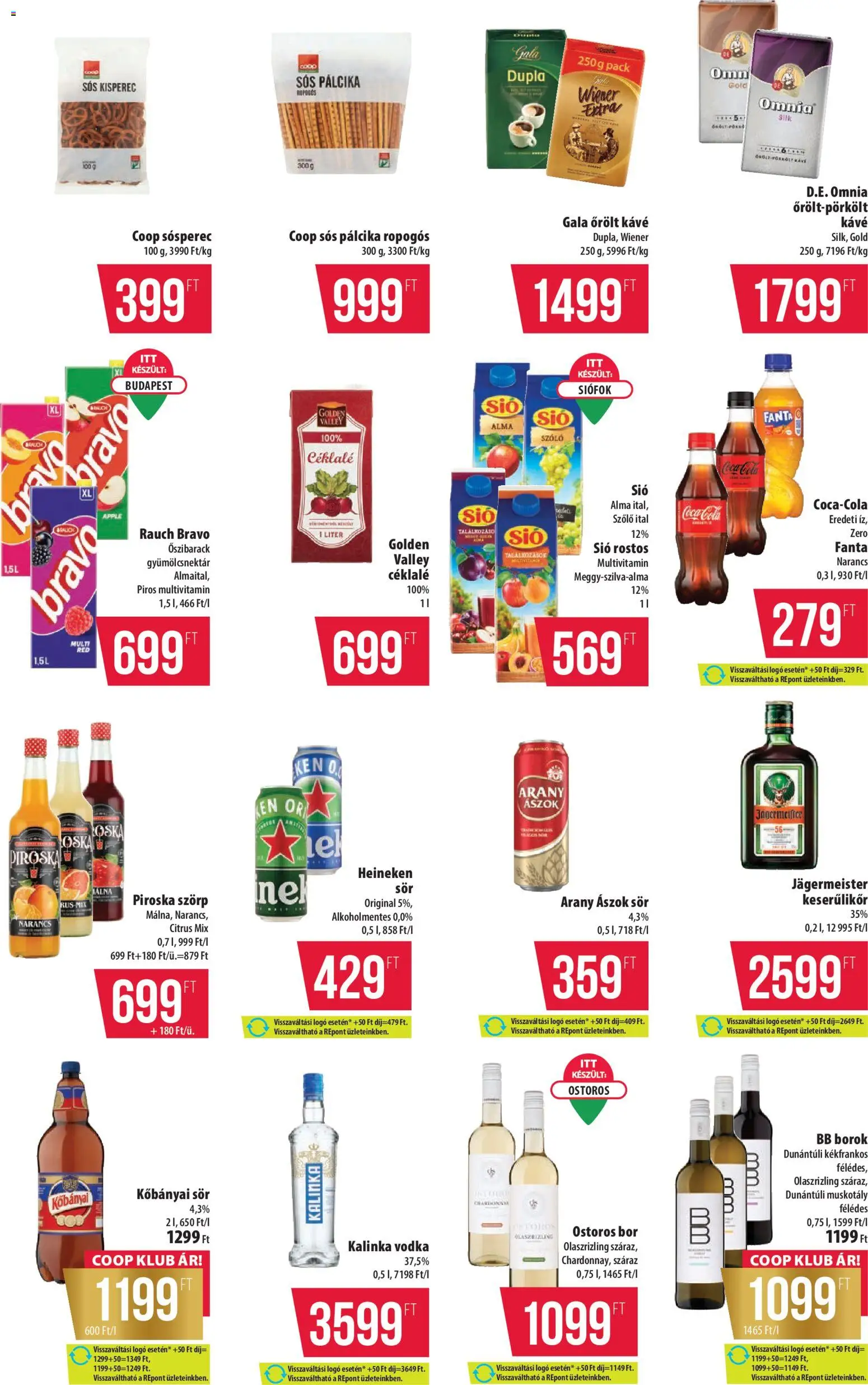 COOP akciós ujság - amely érvényes a következő dátumtól: 05.03.2026 | Oldal: 10 | Termékek: Coca Cola, Sós pálcika, Kávé, Bor