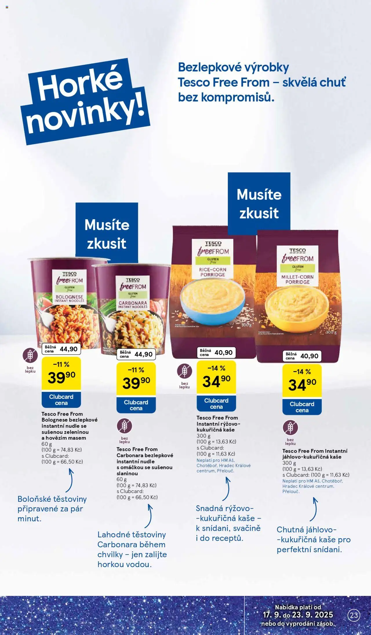 Tesco leták - Hypermarket od 17.09.2025 | Strana: 23 | Produkty: Těstoviny, Kaše, Nudle