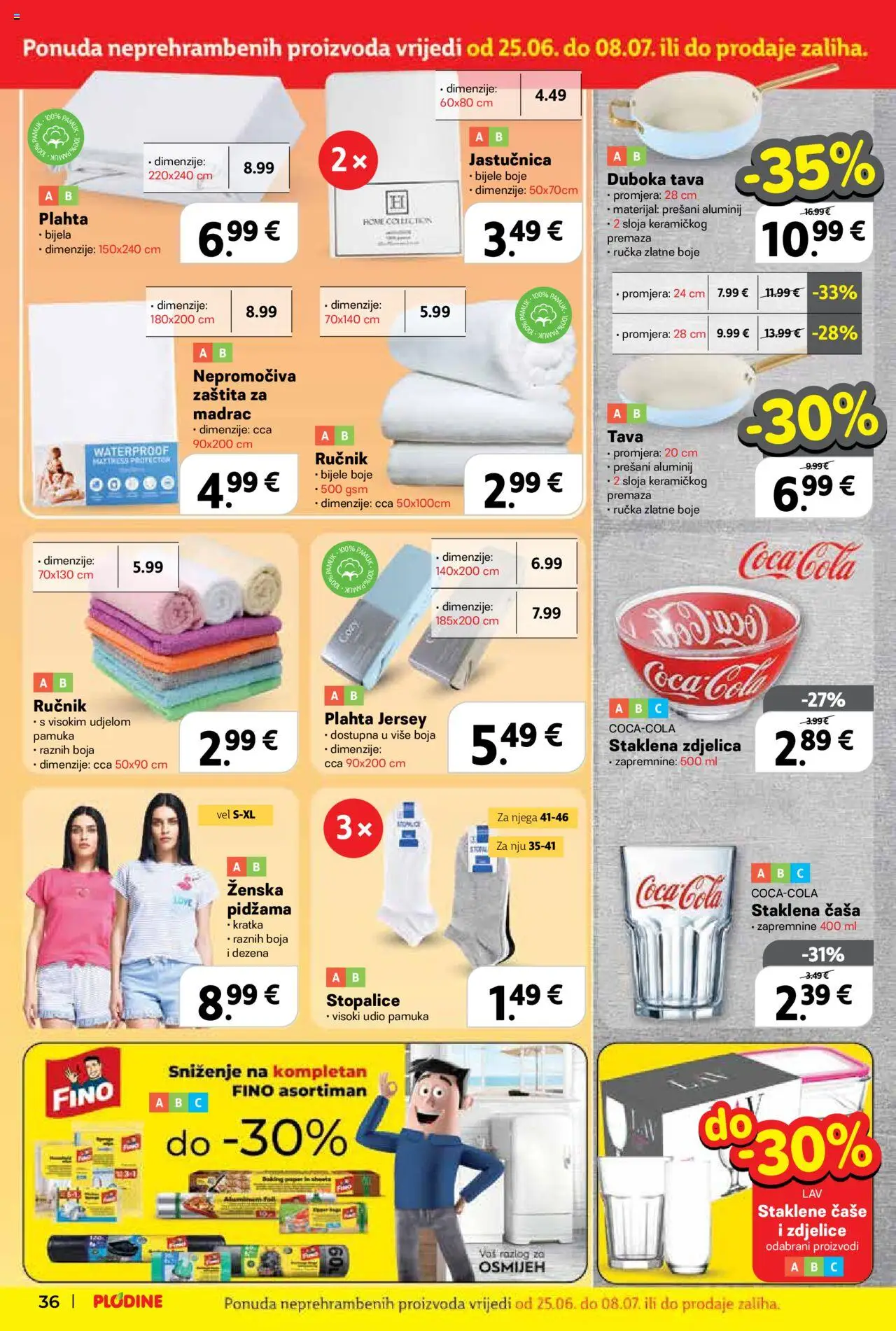 Plodine katalog | vrijedi od 25.06.2025 | Stranica: 36 | Proizvodi: Coca cola, Madrac, Jastučnica, Pidžama