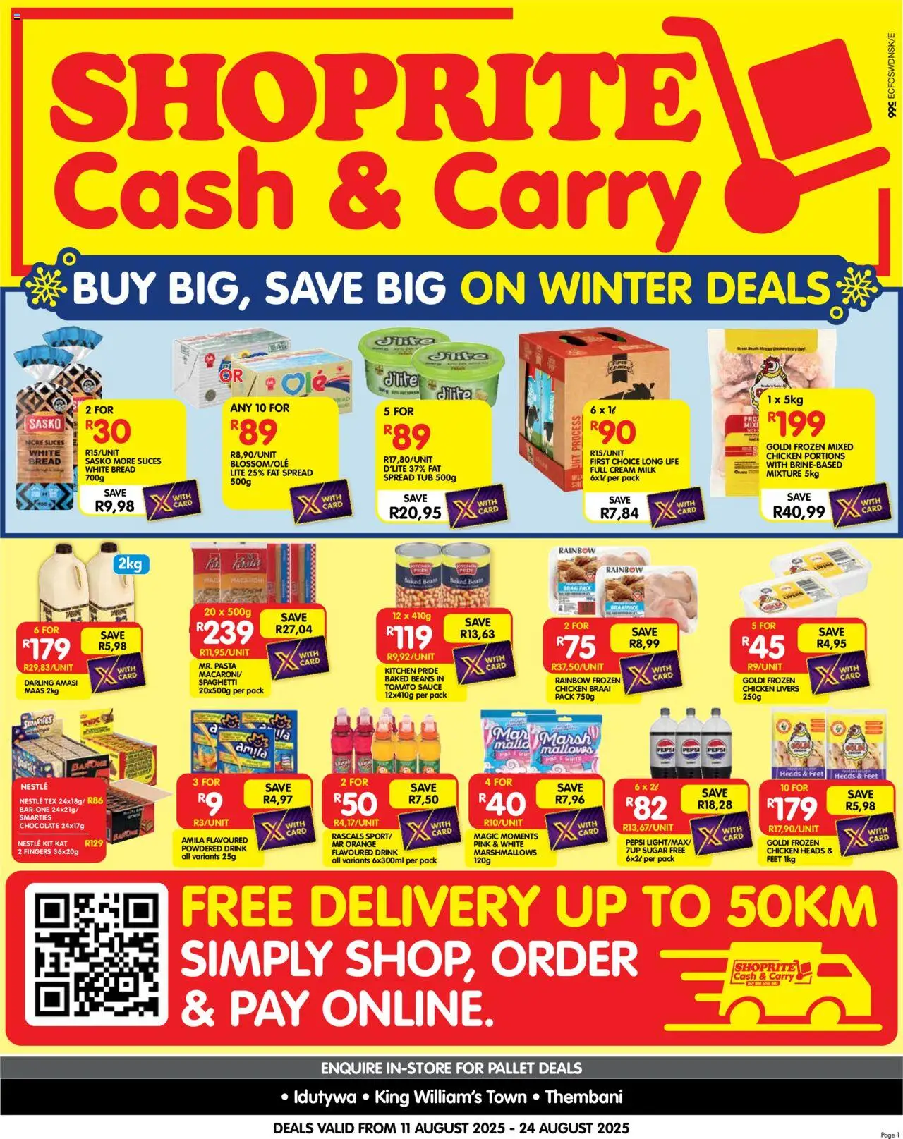 Shoprite Eastern Cape - Cash & Carry Mid-Month Deals Idutywa, King William's Town & Thembani │ valid from 11.08.2025 | Page: 1 | Products: Beans, Bread, Cream, Sugar