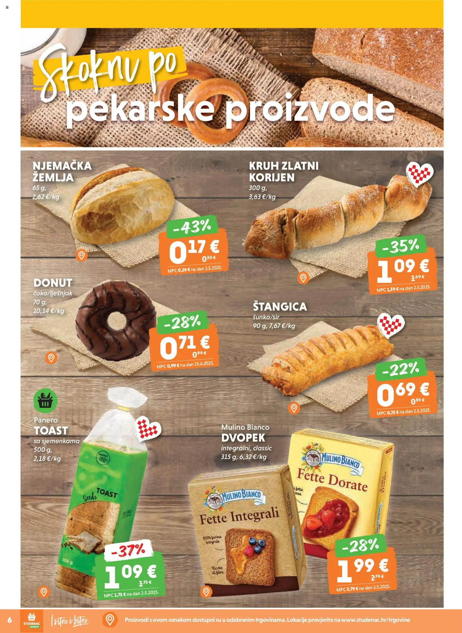 Studenac katalog | vrijedi od 28.01.2026 | Stranica: 6 | Proizvodi: Kruh, Toast, Dvopek