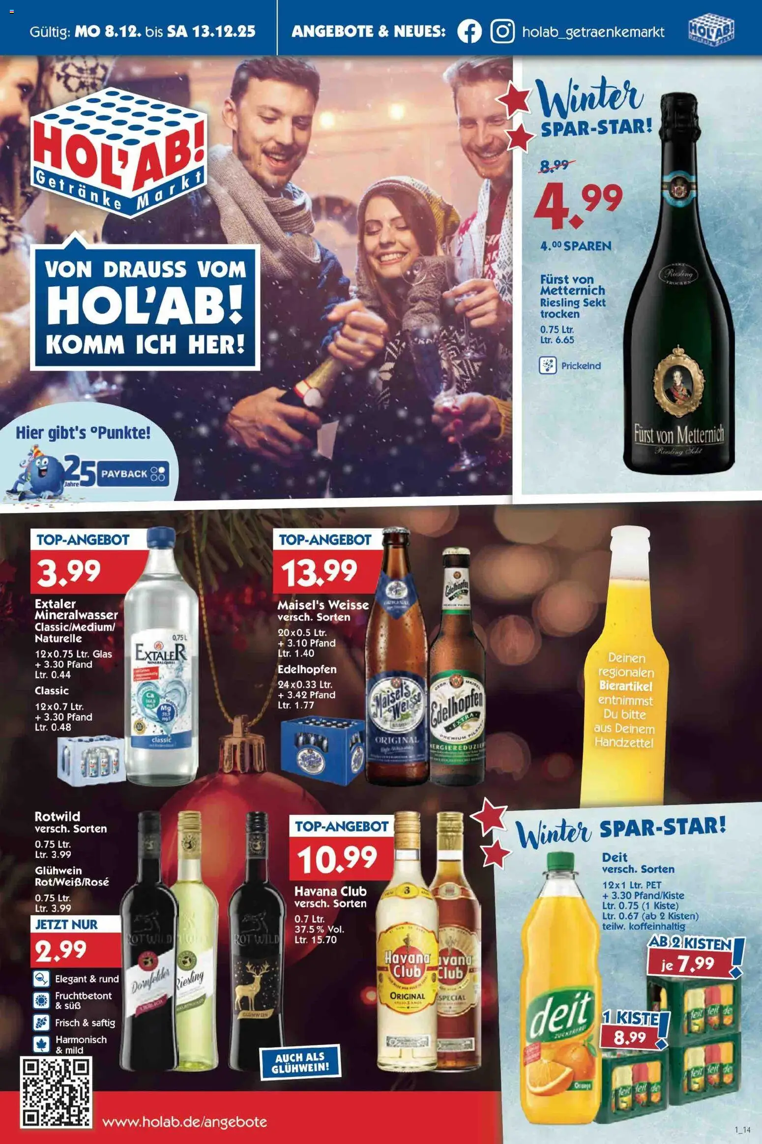 HOL’AB! Prospekt – gültig ab 08.12.2025 | Seite: 1 | Produkte: Havana club, Furst von metternich, Sekt, Mineralwasser