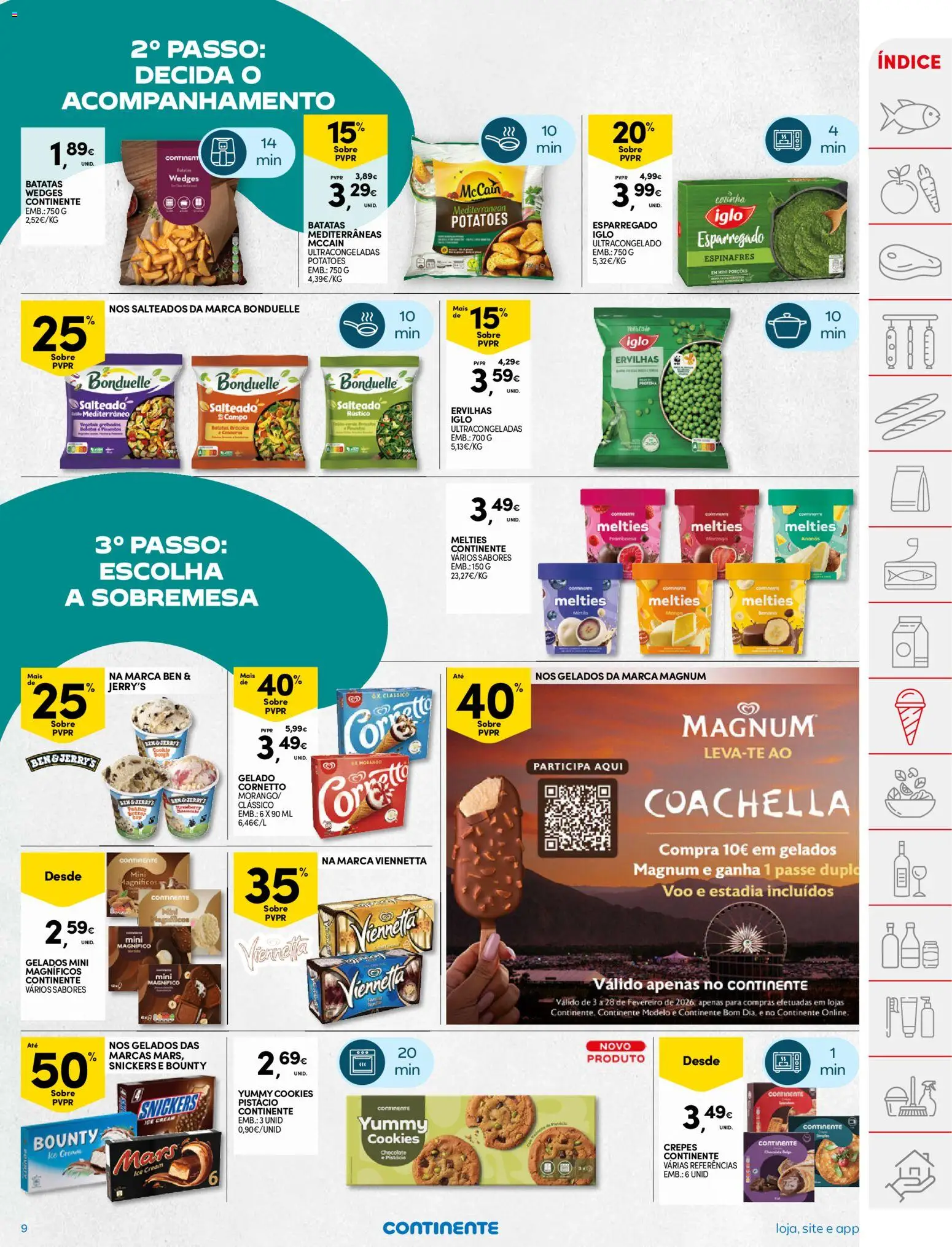 Continente folheto │ válido de 24.02.2026 | Página: 9 | Produtos: Brócolos, Espinafres, Gelado, Chocolate