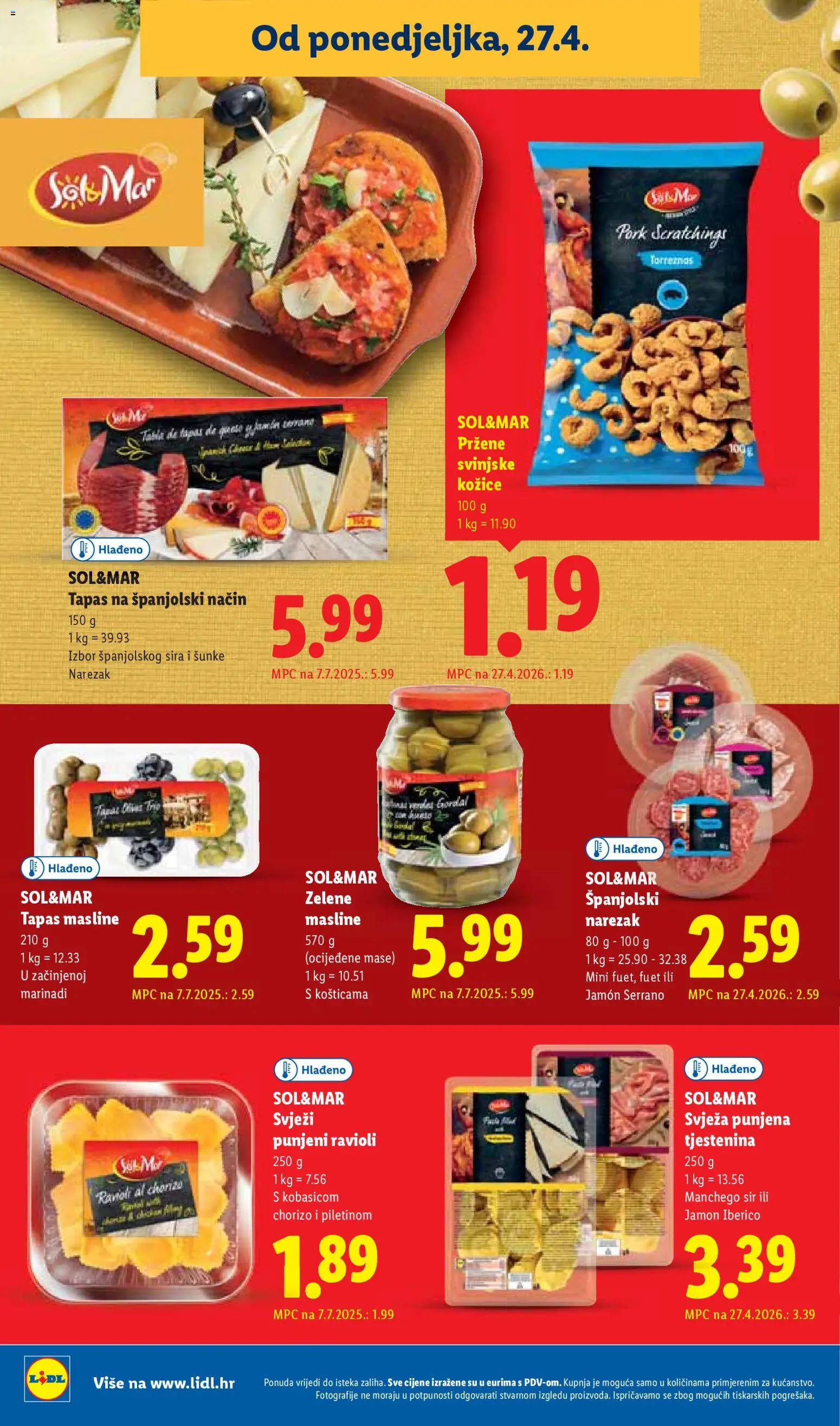 Lidl katalog | vrijedi od 27.04.2026 | Stranica: 18 | Proizvodi: Masline, Narezak, Sat, Kozice