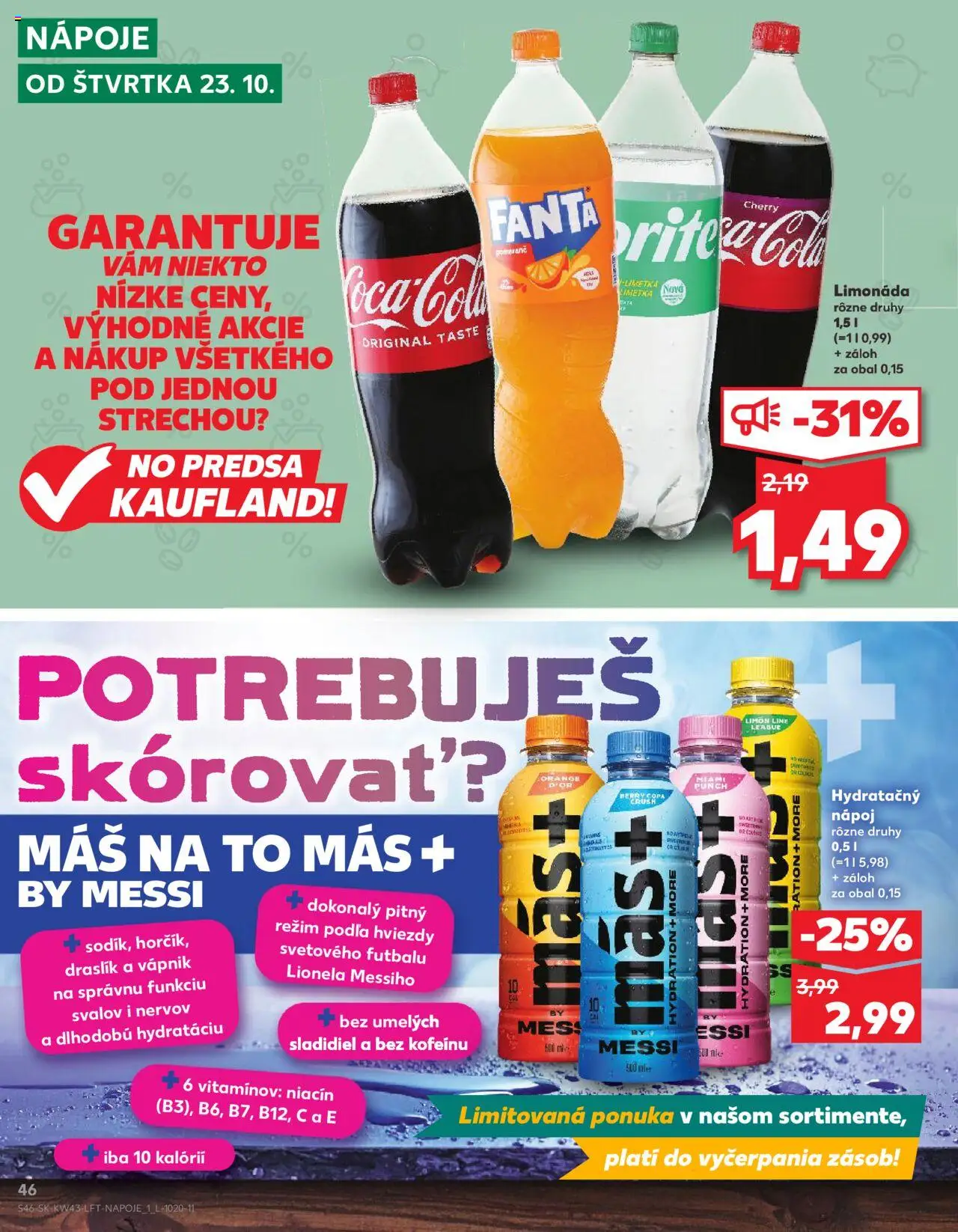 Nové Kaufland akcie – leták je platný od 23.10.2025 | Strana: 46 | Produkty: Limetka, Fanta, Cola