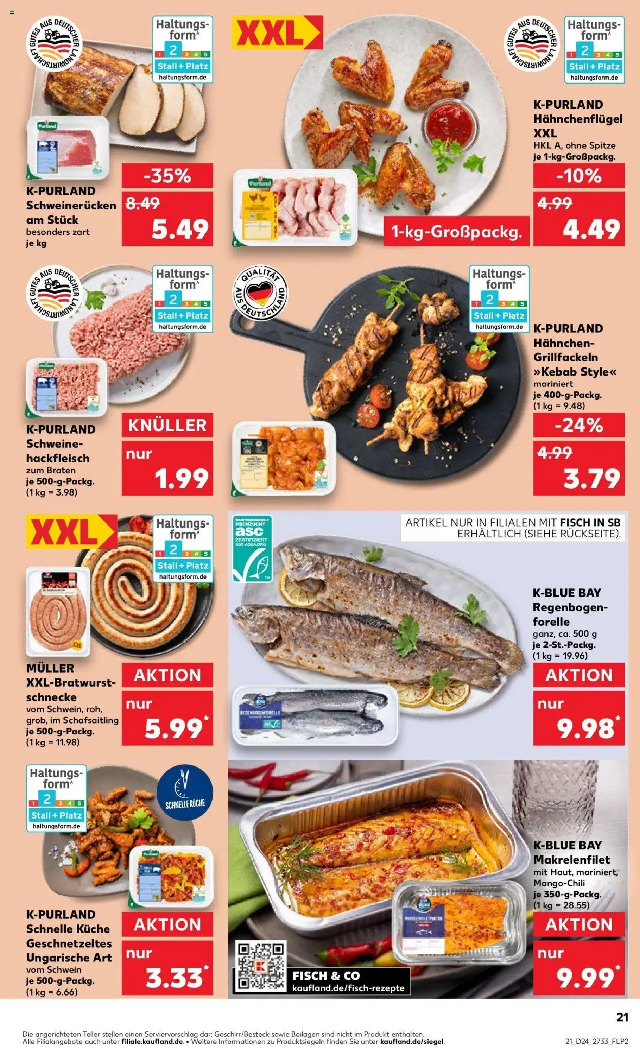 Kaufland prospekt Arnstadt	 - gültig ab dem 16.06.2025 | Seite: 36 | Produkte: Hahnchen, Fisch, Schweinerucken, Hackfleisch