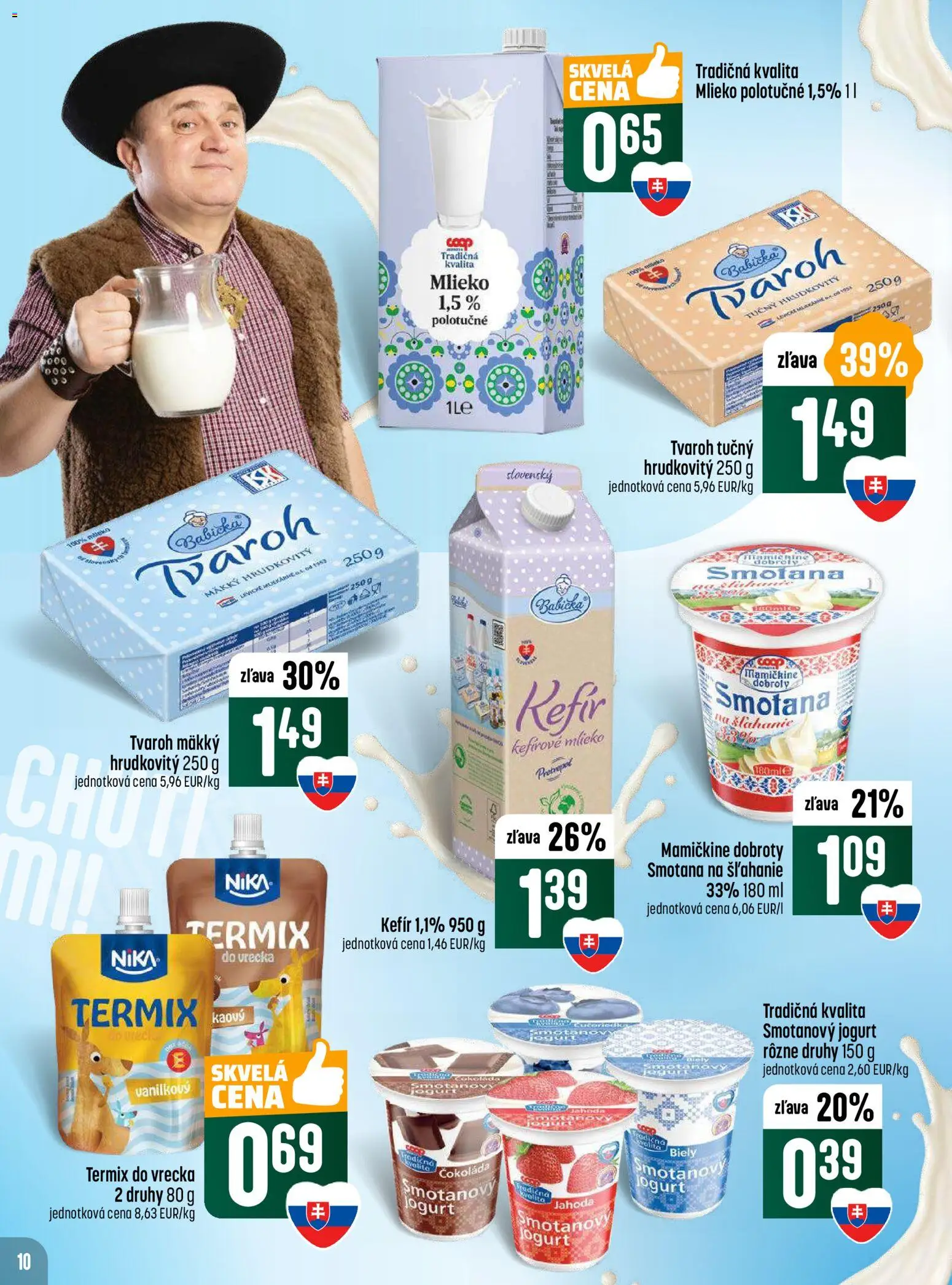 Nové COOP Jednota akcie – leták je platný od 30.10.2025 | Strana: 10 | Produkty: Mlieko, Čokoláda, Tvaroh, Smotana na šľahanie