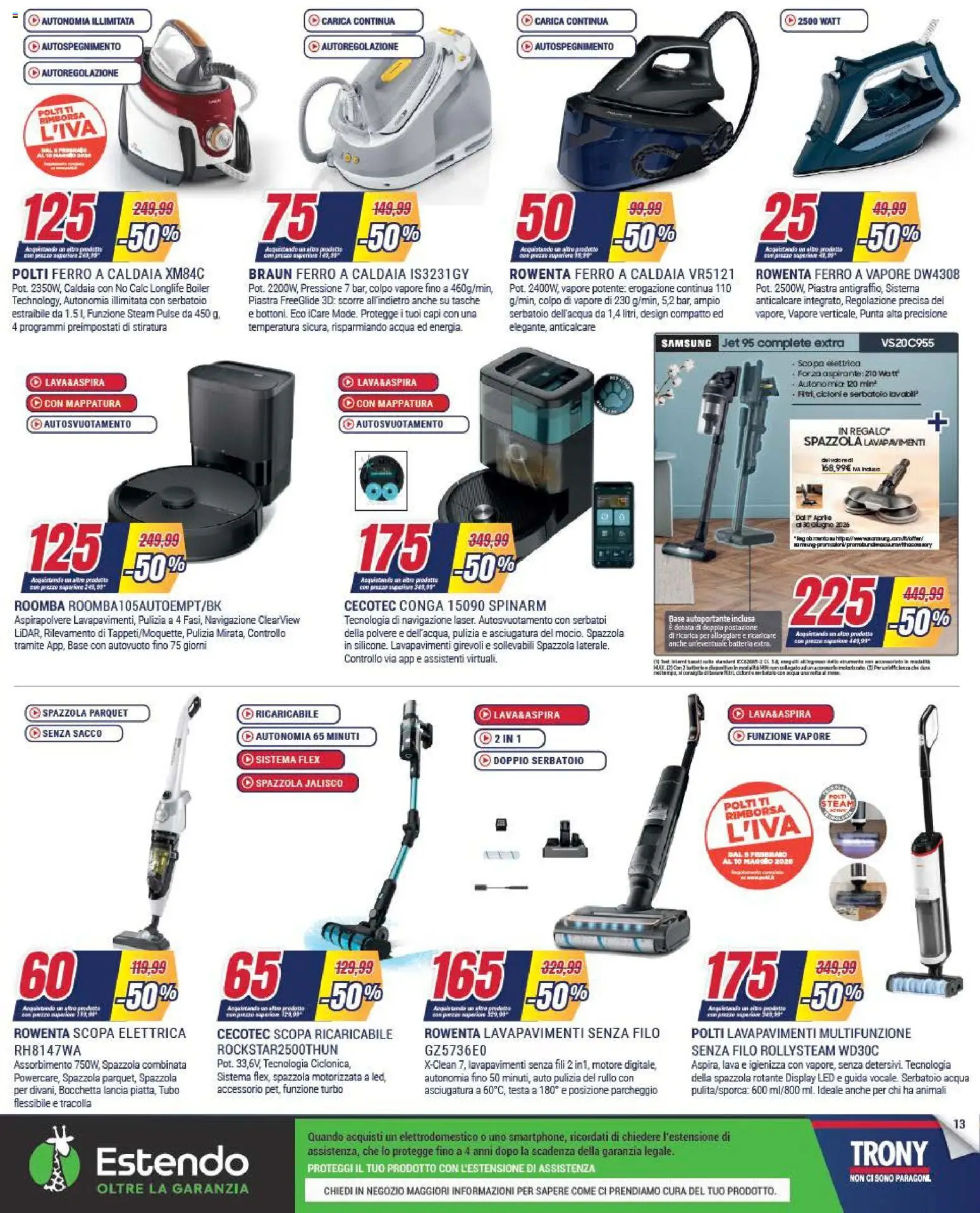 Volantino Trony del 28.04.2026 | Pagina: 13 | Prodotti: Rullo, Anticalcare, Navigazione, Samsung