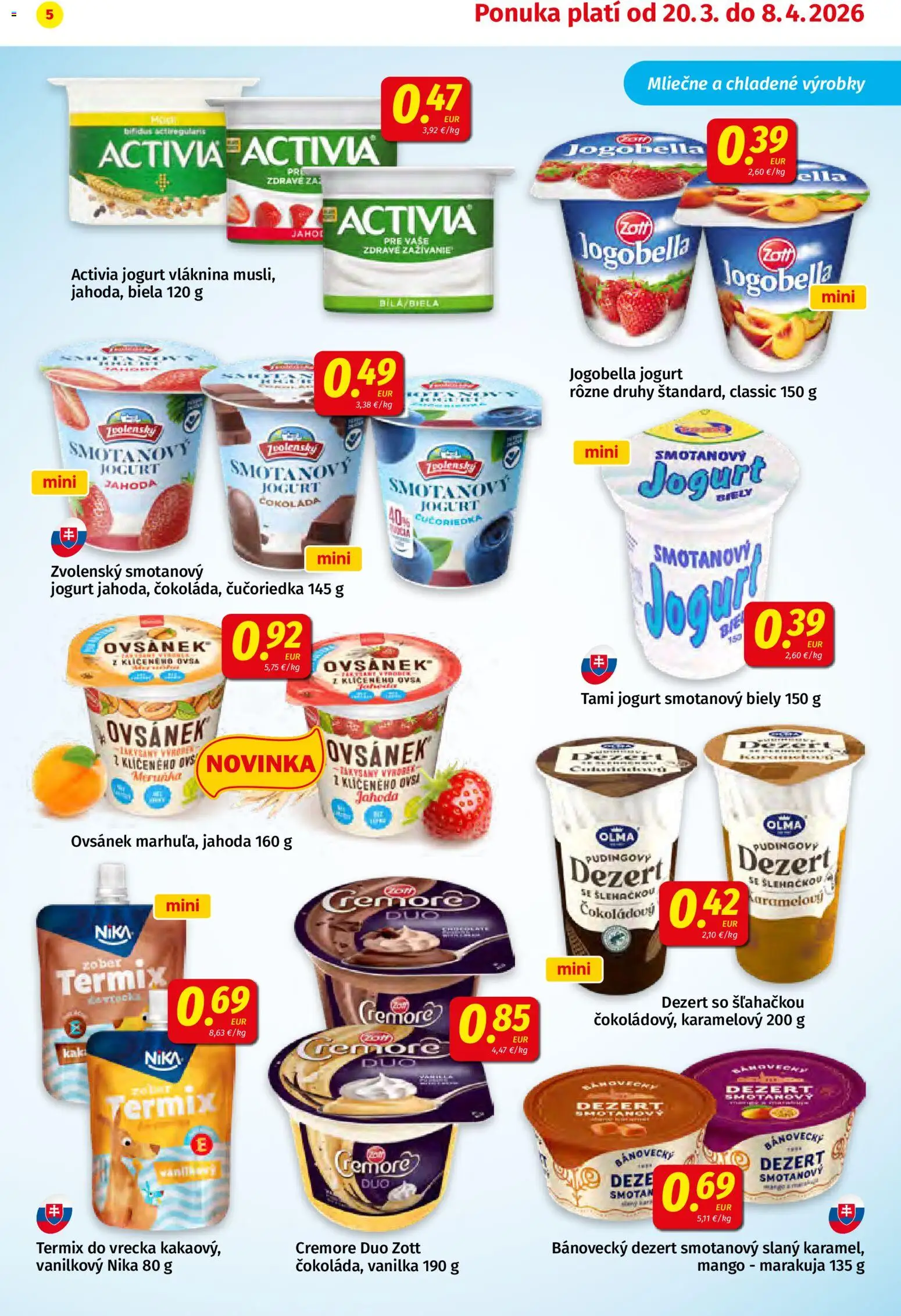 Nové Koruna akcie – leták je platný od 20.03.2026 | Strana: 5 | Produkty: Jogurt, Čokoláda, Mango