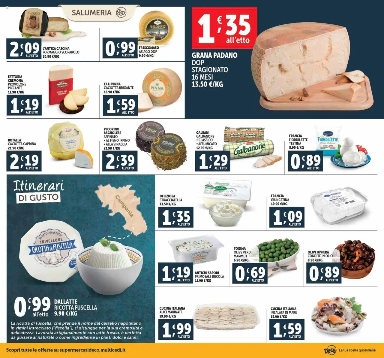 Volantino Decò del 12.09.2025 | Pagina: 2 | Prodotti: Provolone, Formaggio, Olio, Olive