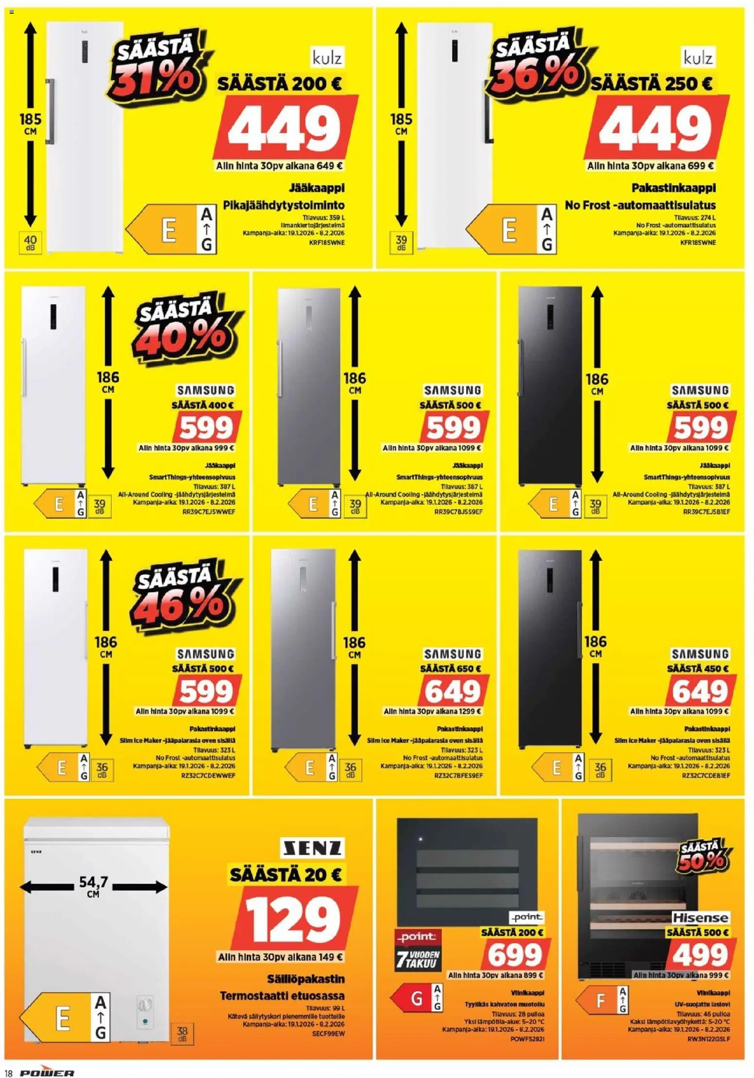 Power - POWER HINTAAN Viikon mainoslehti – voimassa 01.12.2026 alkaen | Sivu: 21 | Tuotteet: Jääkaappi, Pakastinkaappi
