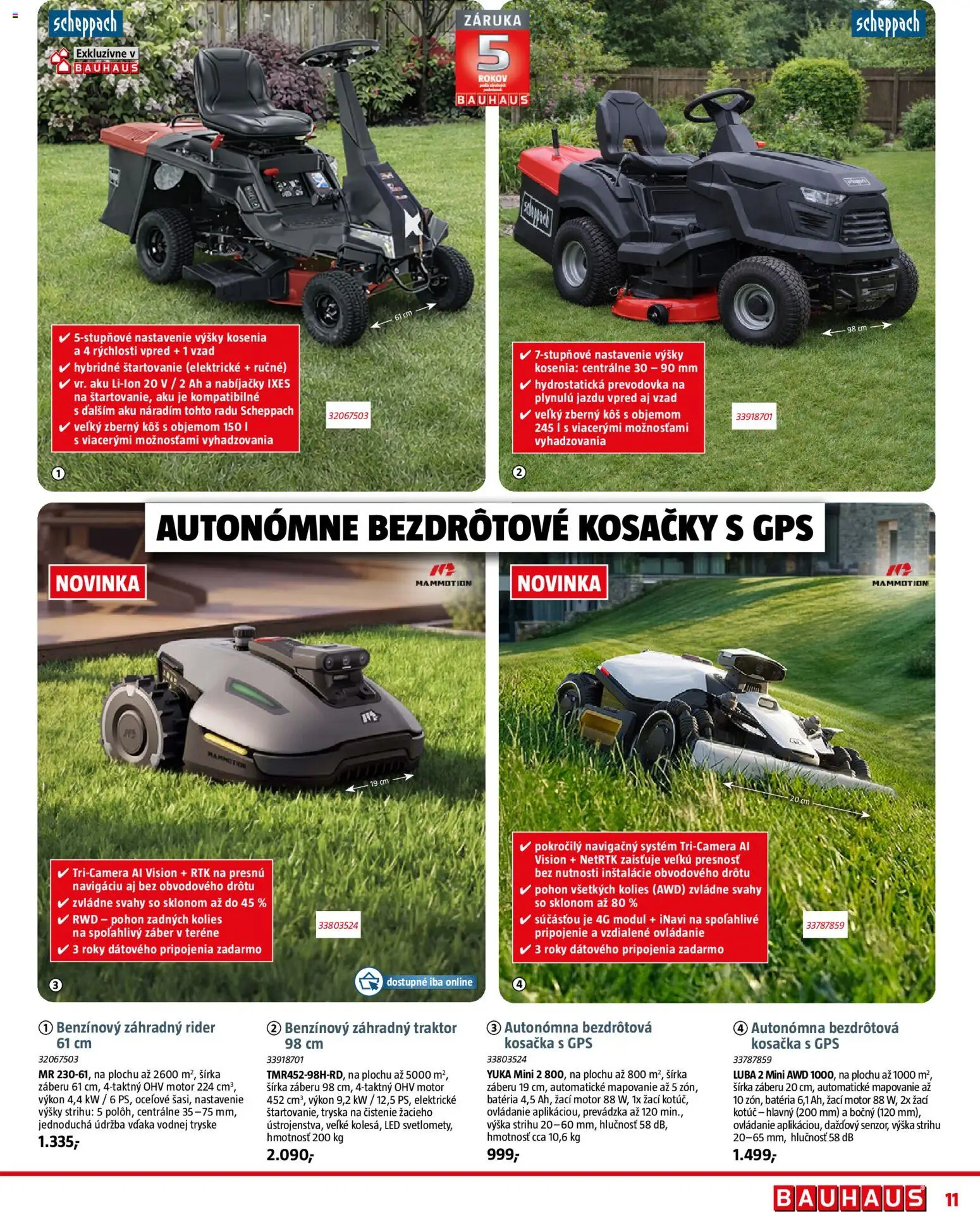Nové Bauhaus akcie – leták je platný od 07.04.2026 | Strana: 11 | Produkty: Gps, Kosačka, Kosačky, Aku