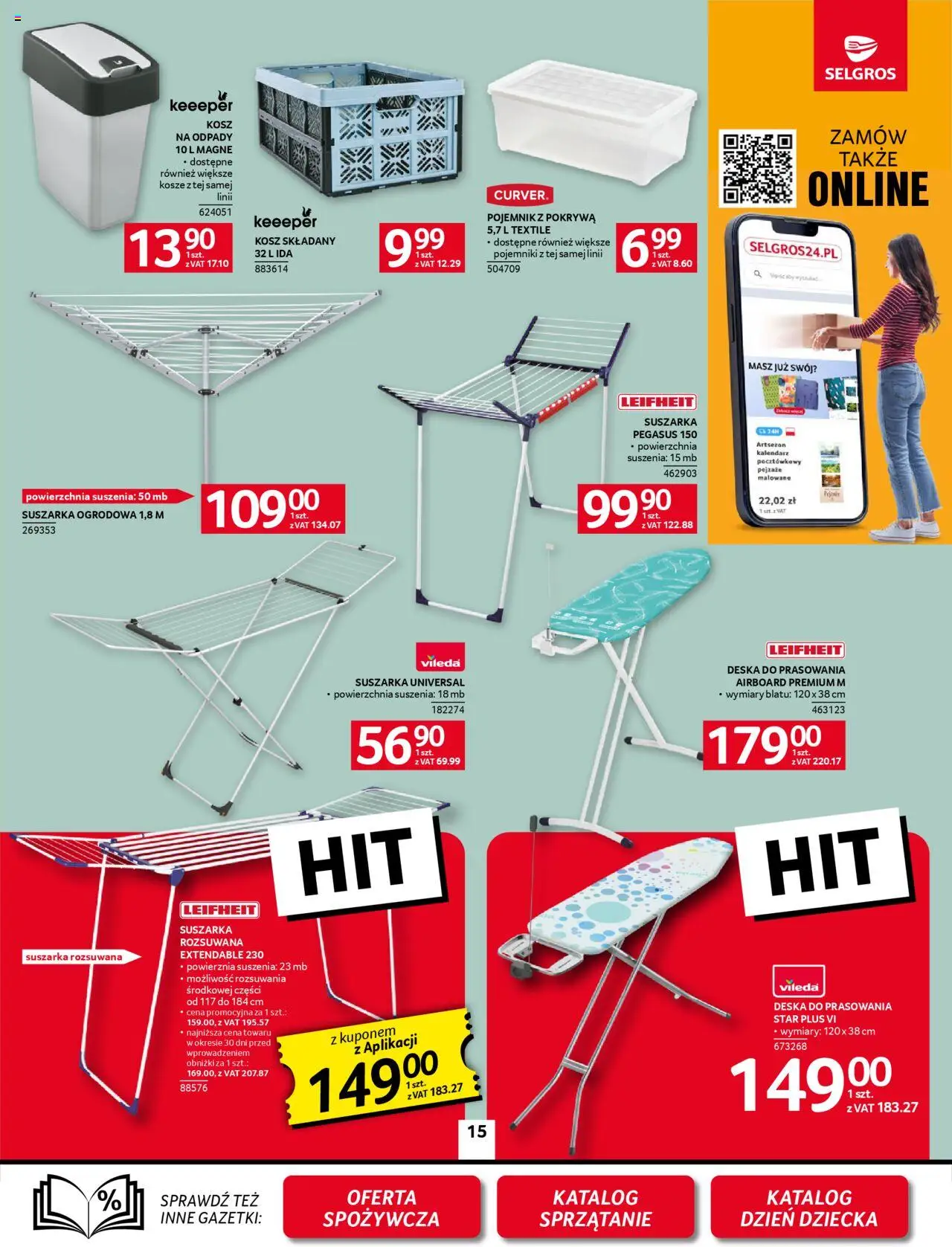 Selgros cash&carry Gazetka - Oferta przemysłowa od 22.05.2025 | Strona: 17 | Produkty: Suszarka, Kalendarz, Kosz, Deska do prasowania