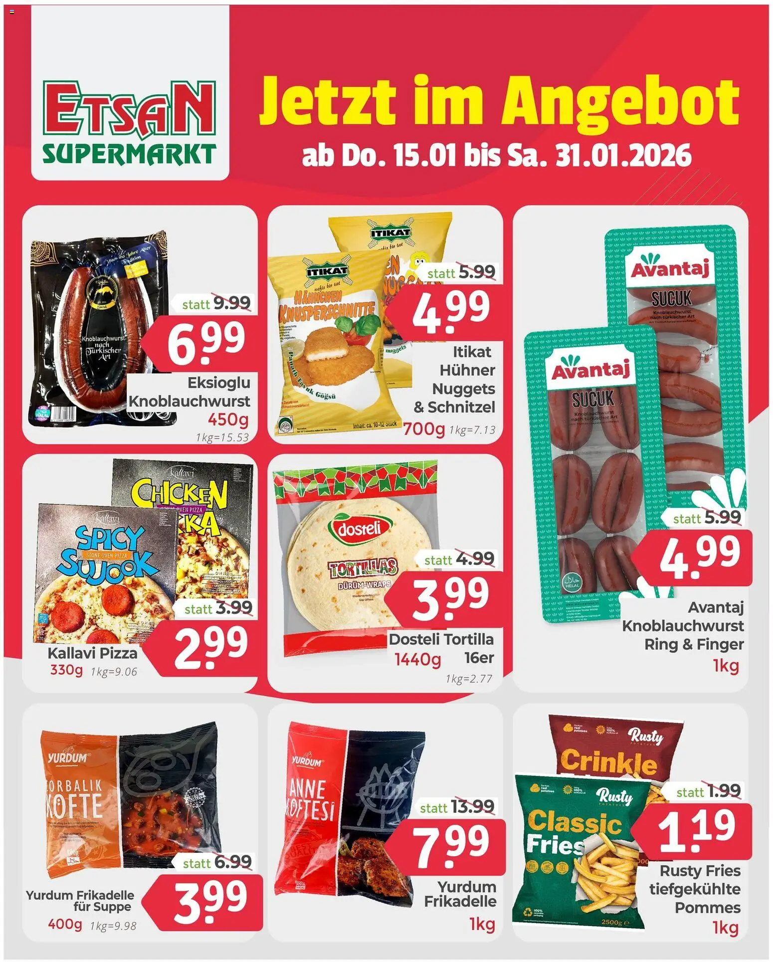 ETSAN Flugblatt gültig ab 15.01.2026 | Seite: 2 | Produkte: Eis, Pizza