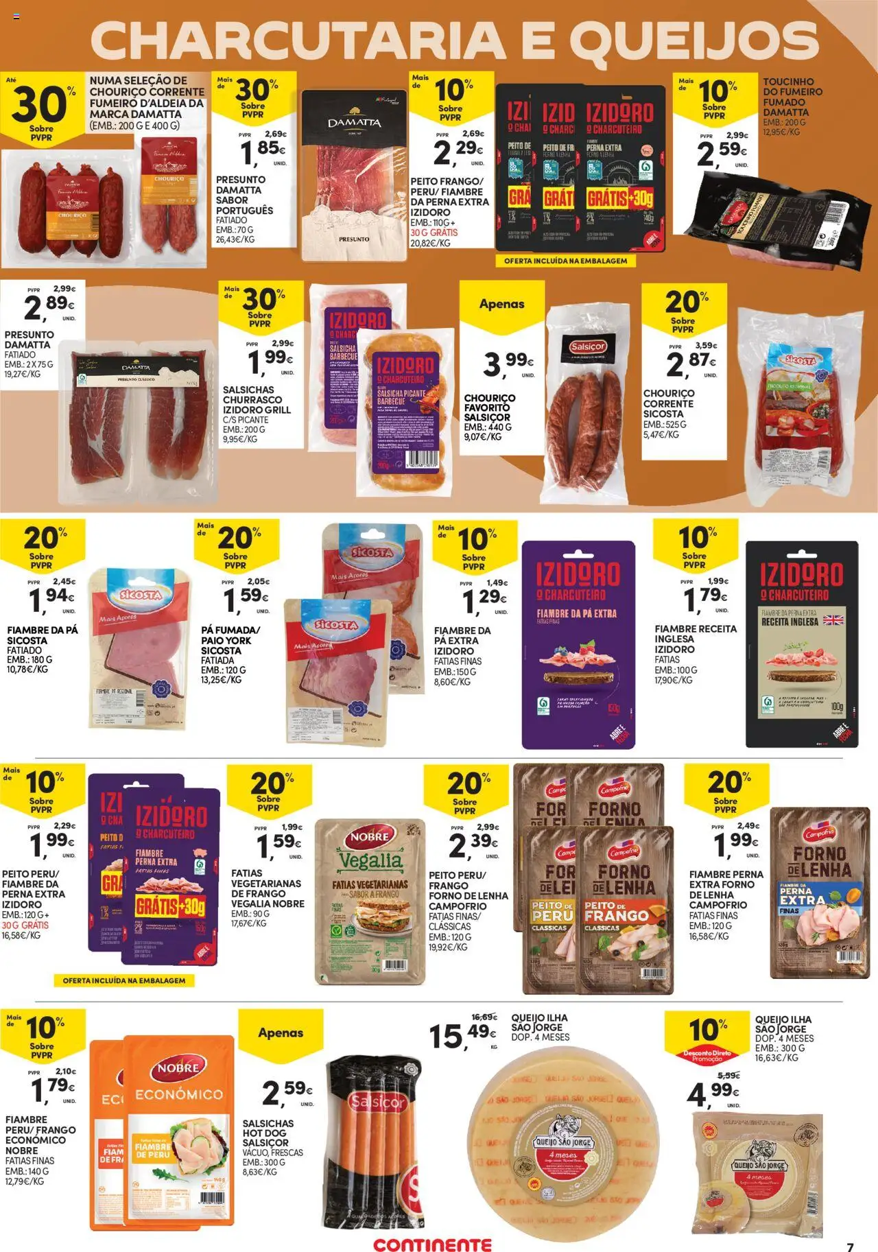 Continente - Açores │ válido de 16.10.2025 | Página: 7 | Produtos: Salsicha, Queijo, Chá, Pá