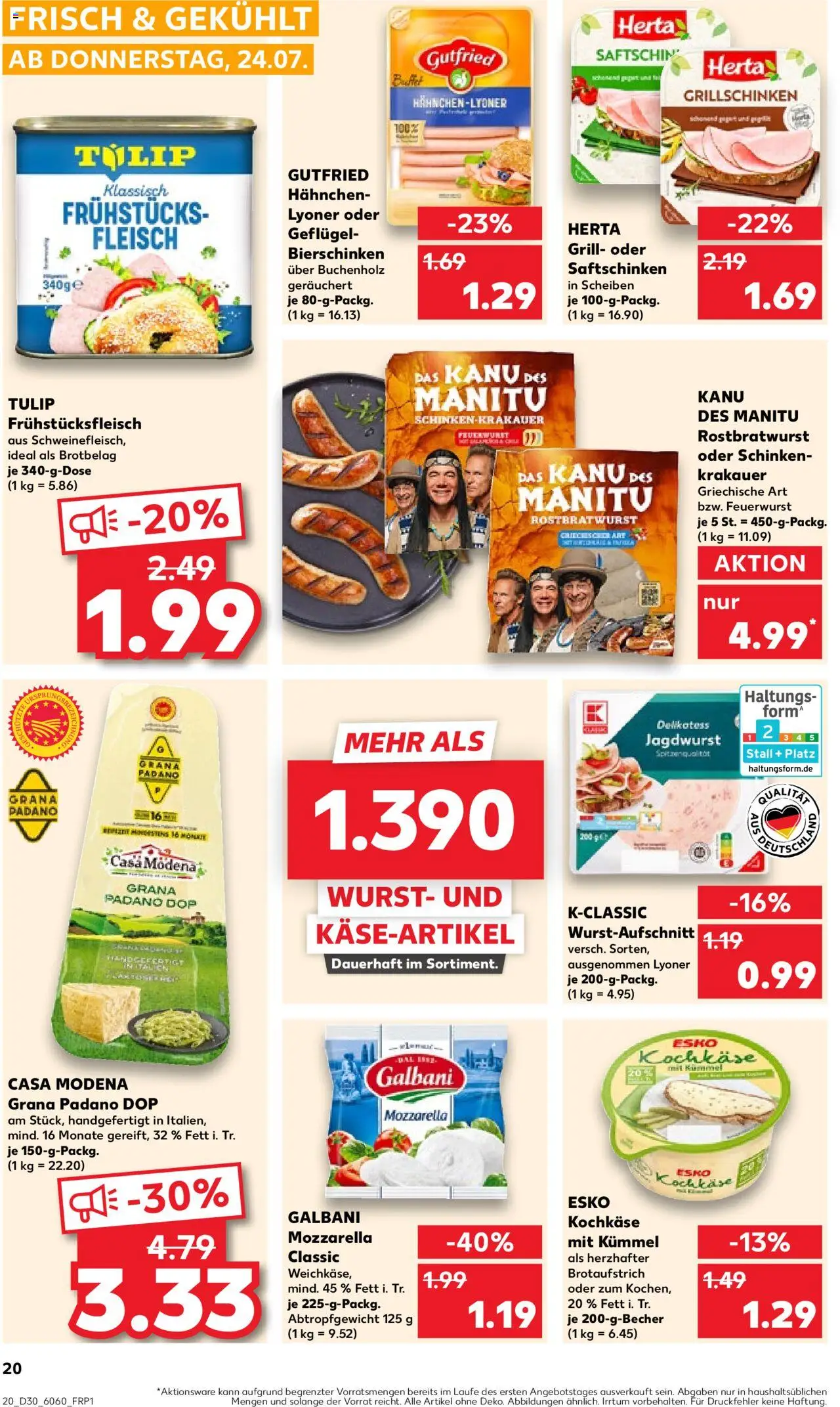 Kaufland Prospekt 	 - gültig ab dem 24.07.2025 | Seite: 20 | Produkte: Grill, Mozzarella, Schinken, Fleisch