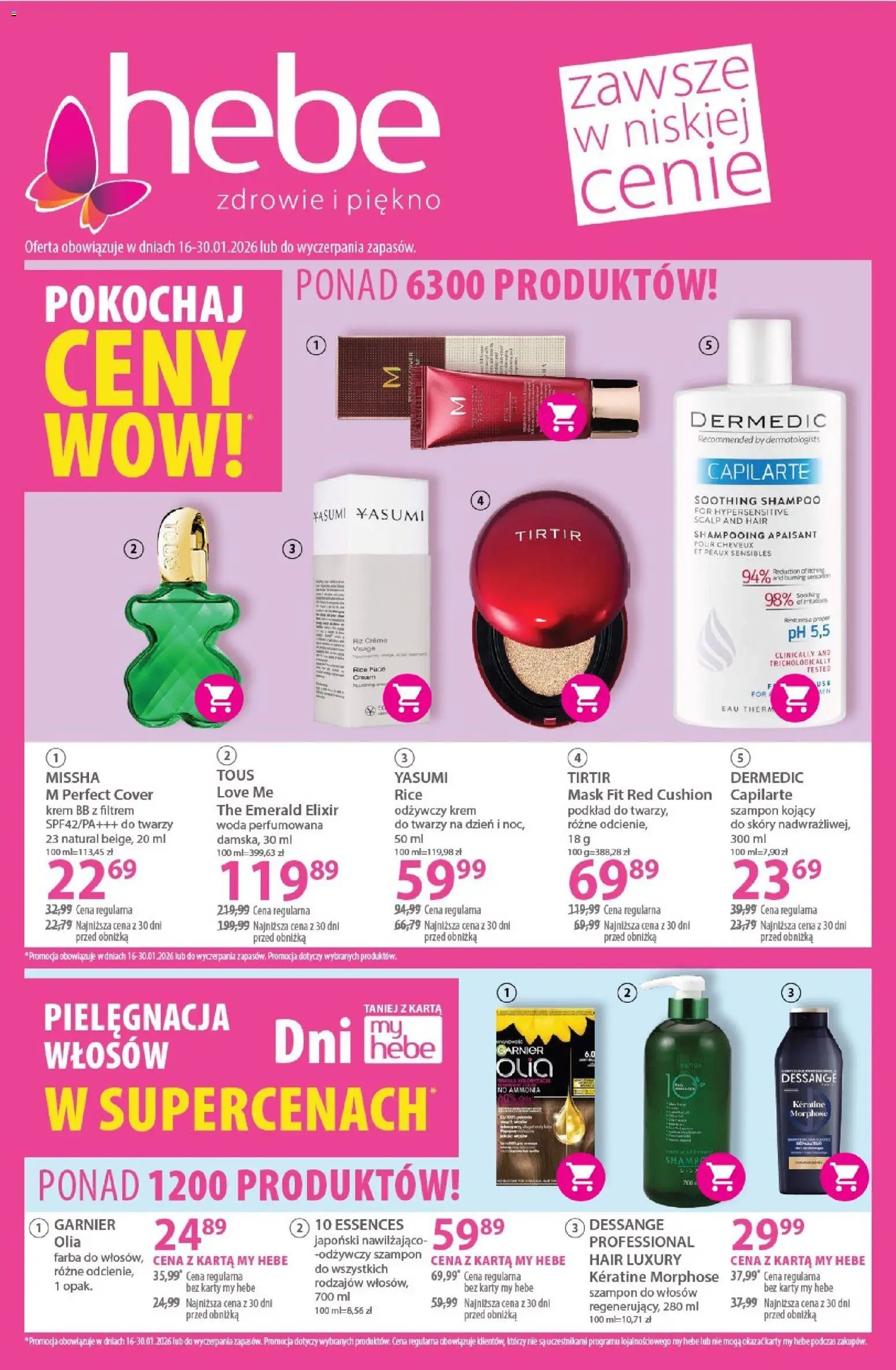 Hebe Gazetka od 16.01.2026 | Strona: 1 | Produkty: Karta, krem BB, Szampon, Krem do twarzy