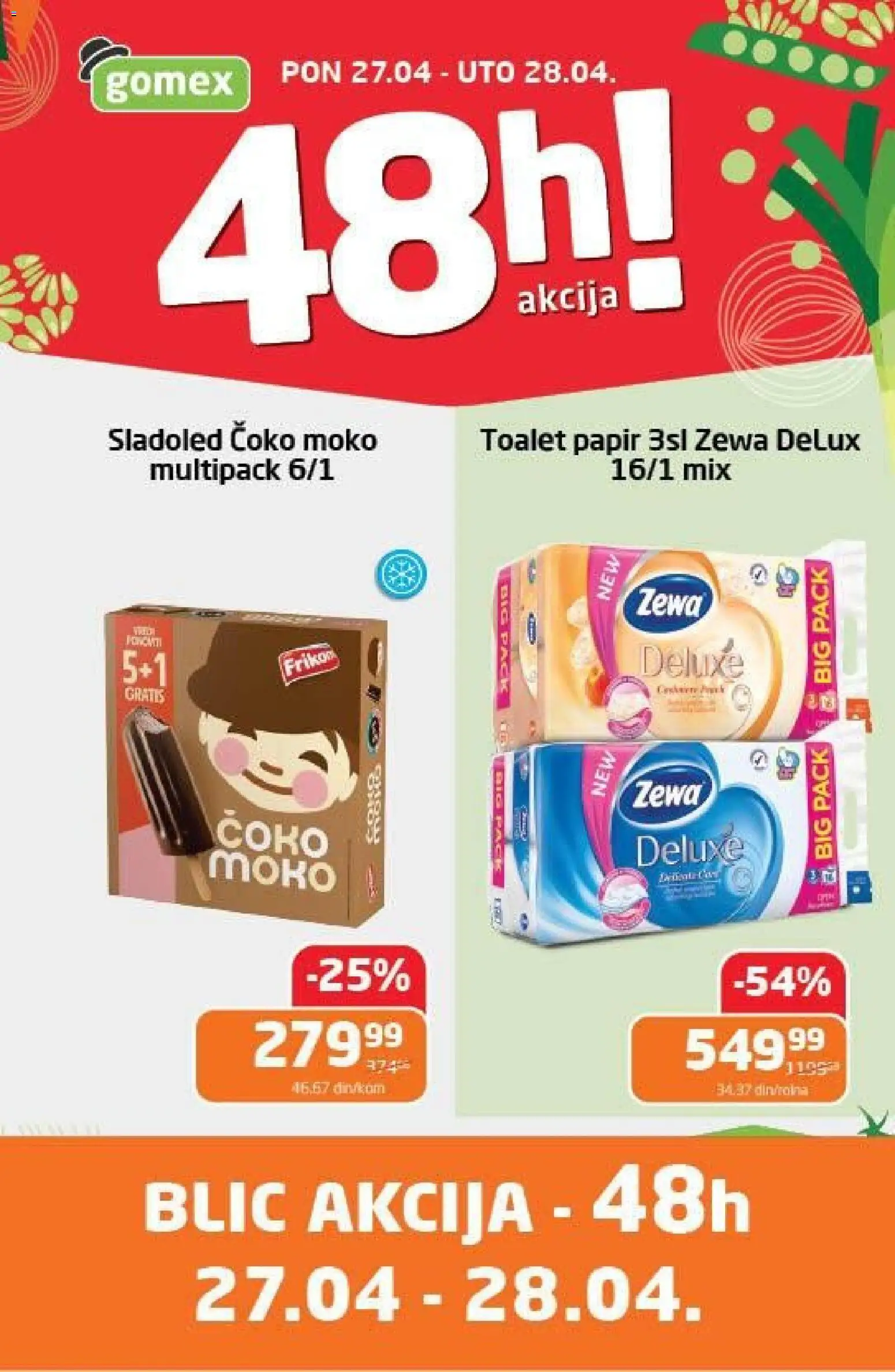 Gomex katalog - važi od 27.04.2026 | Strana: 1 | Proizvode: Toalet papir, Sladoled