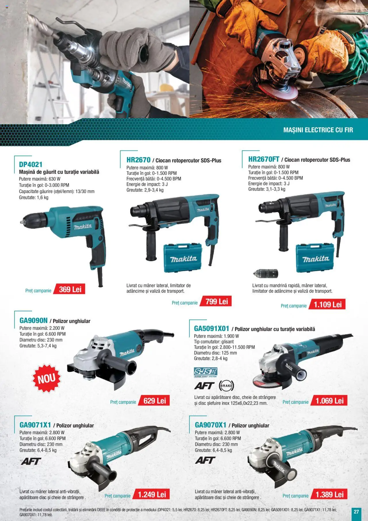Catalog Makita – valabil de la 01.07.2025 | Pagină: 27 | Produse: Valiză, Mașină de găurit, Ciocan rotopercutor, Mâner