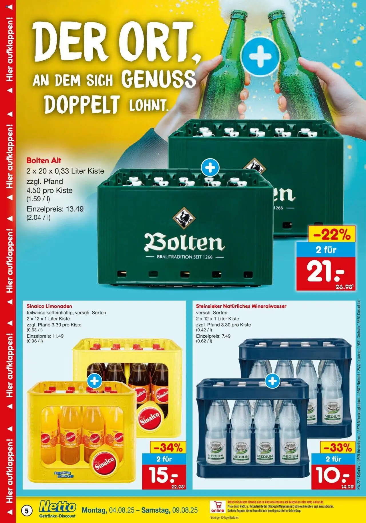 Netto Marken-Discount prospekt Hückelhoven-Baal	 - gültig ab dem 04.08.2025 | Seite: 5 | Produkte: Sinalco, Mineralwasser