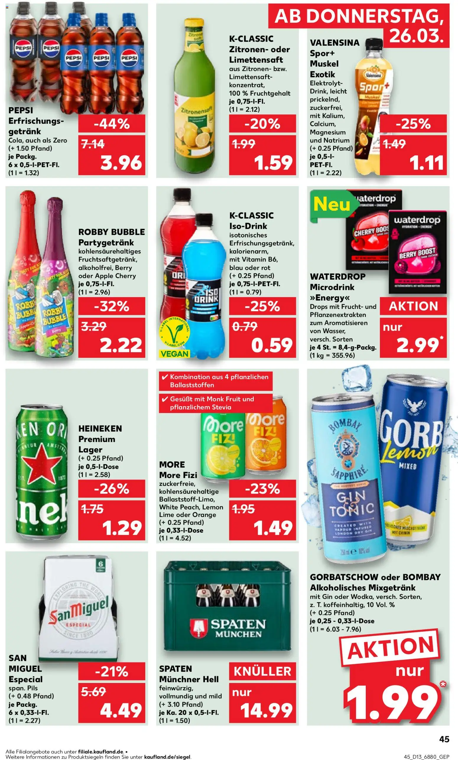 Kaufland Prospekt Völklingen	 – gültig ab 26.03.2026 | Seite: 45 | Produkte: Apple, Wasser, Pepsi, Gin