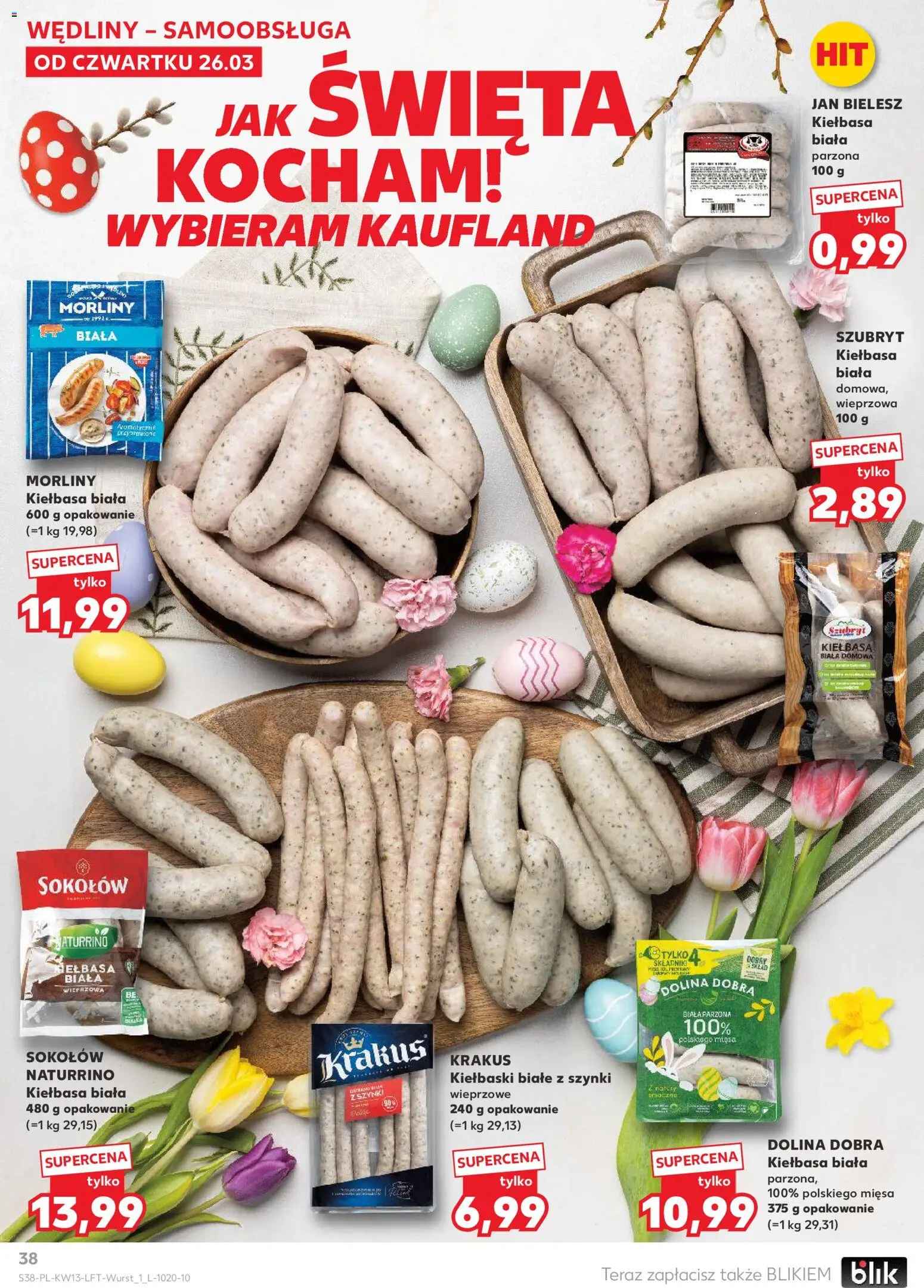 Kaufland gazetka od 26.03.2026 | Strona: 38 | Produkty: Kiełbasa, Kiełbaski, Wędliny