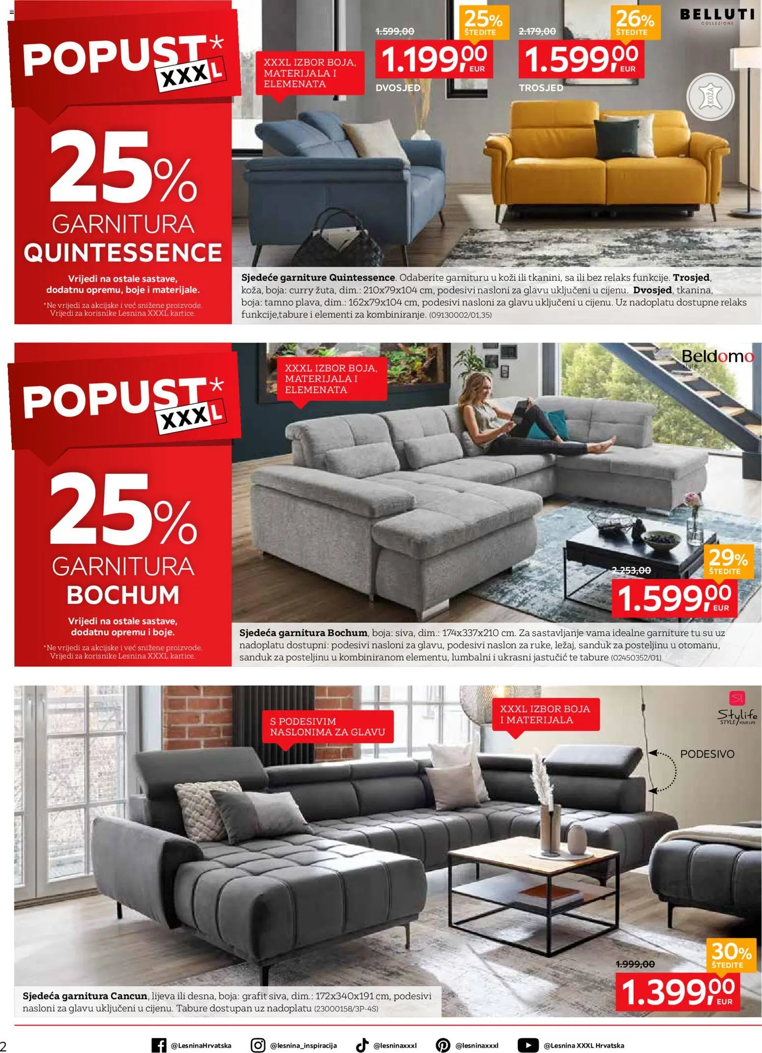 Lesnina katalog | vrijedi od 07.01.2026 | Stranica: 2 | Proizvodi: Trosjed, Tabure, Dvosjed, Curry