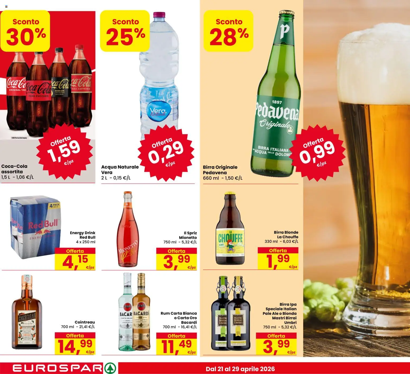 Volantino Despar del 21.04.2026 | Pagina: 16 | Prodotti: Birra, Acqua, Rum, Red Bull