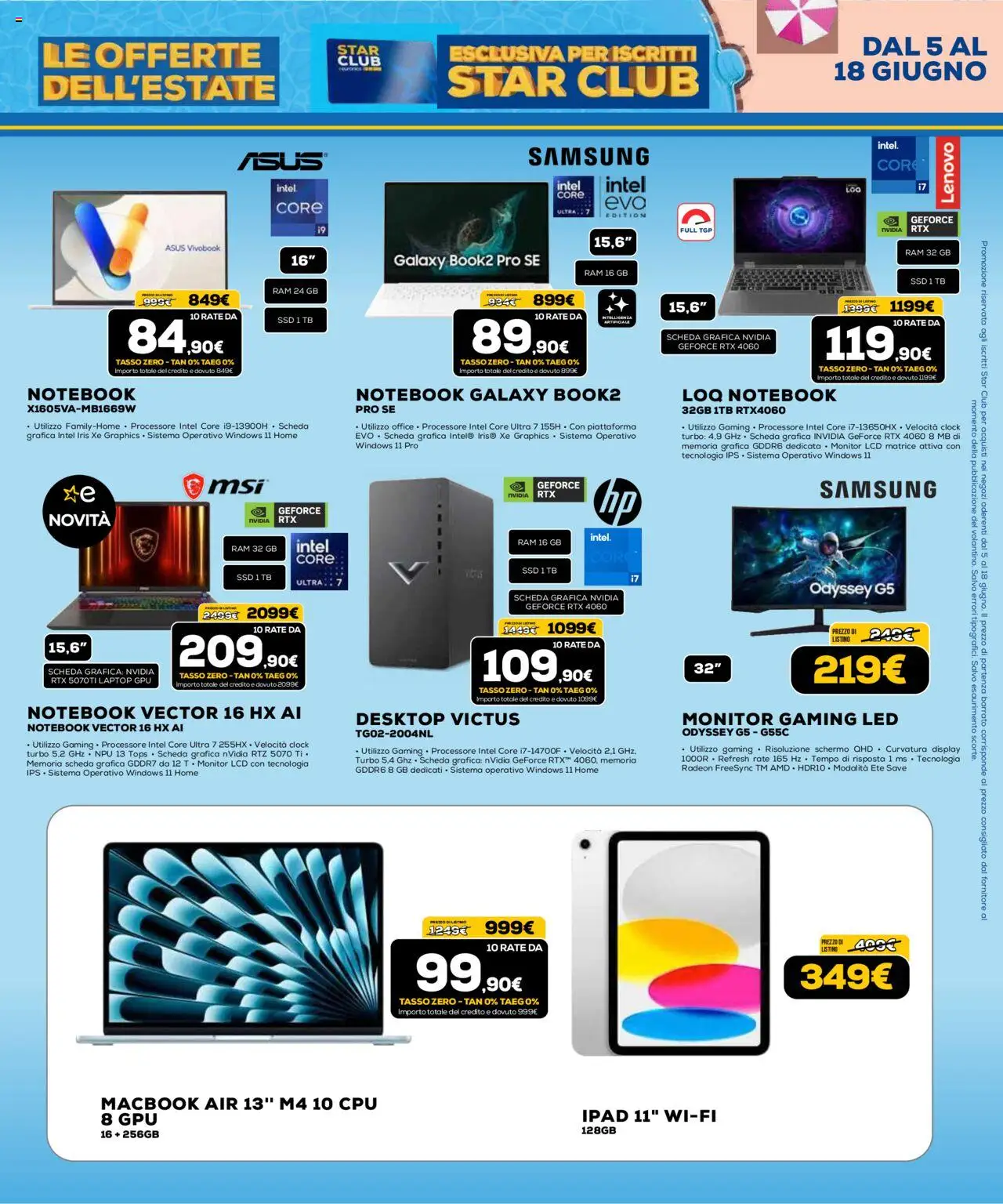 Volantino Euronics del 05.06.2025 | Pagina: 14 | Prodotti: Monitor, Laptop, Ipad, Samsung