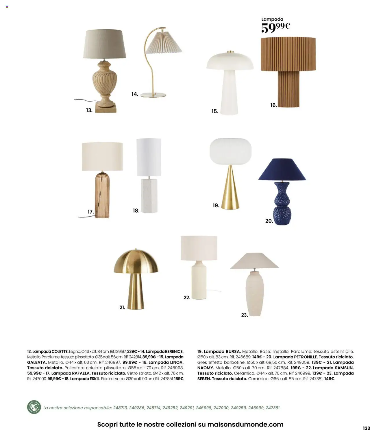 Volantino Maisons du Monde del 27.08.2025 | Pagina: 133 | Prodotti: Paralume, Lampada