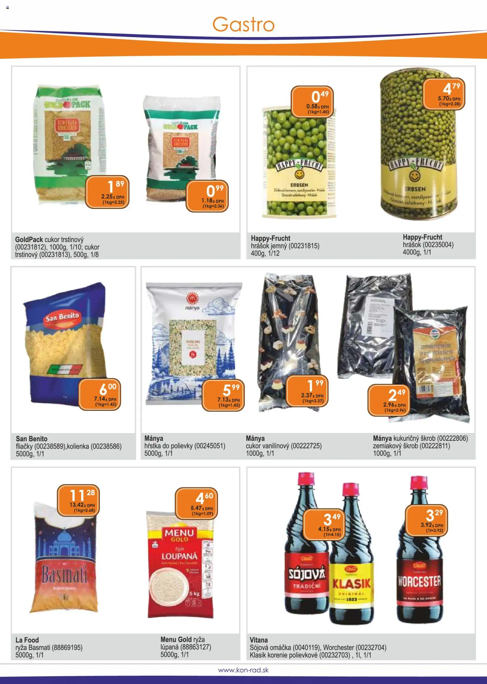 Nové KON - RAD akcie – leták je platný od 01.05.2026 | Strana: 42 | Produkty: Hrášok, Cukor, Korenie, Omáčka
