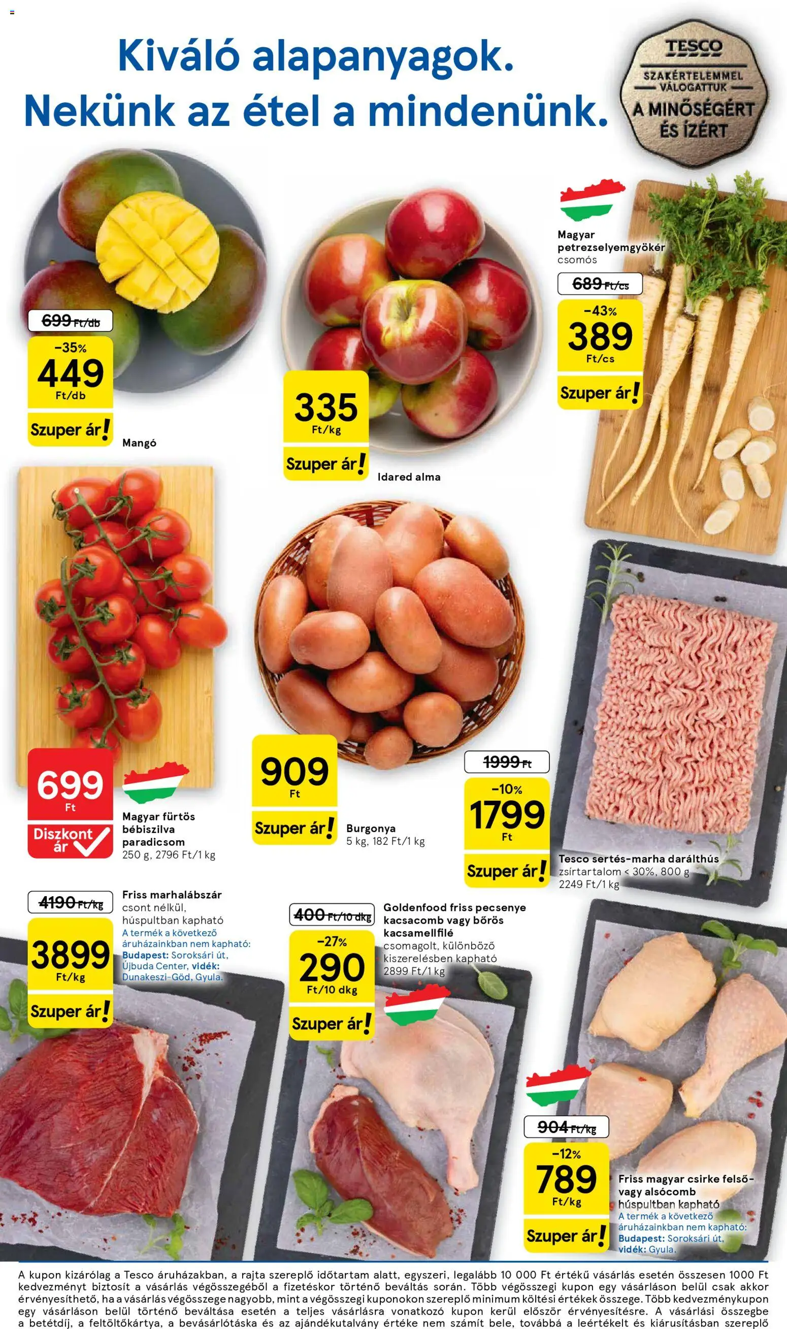 Tesco akciós ujság - amely érvényes a következő dátumtól: 12.03.2026 | Oldal: 2 | Termékek: Marhalábszár, Kacsacomb, Alma, Mangó