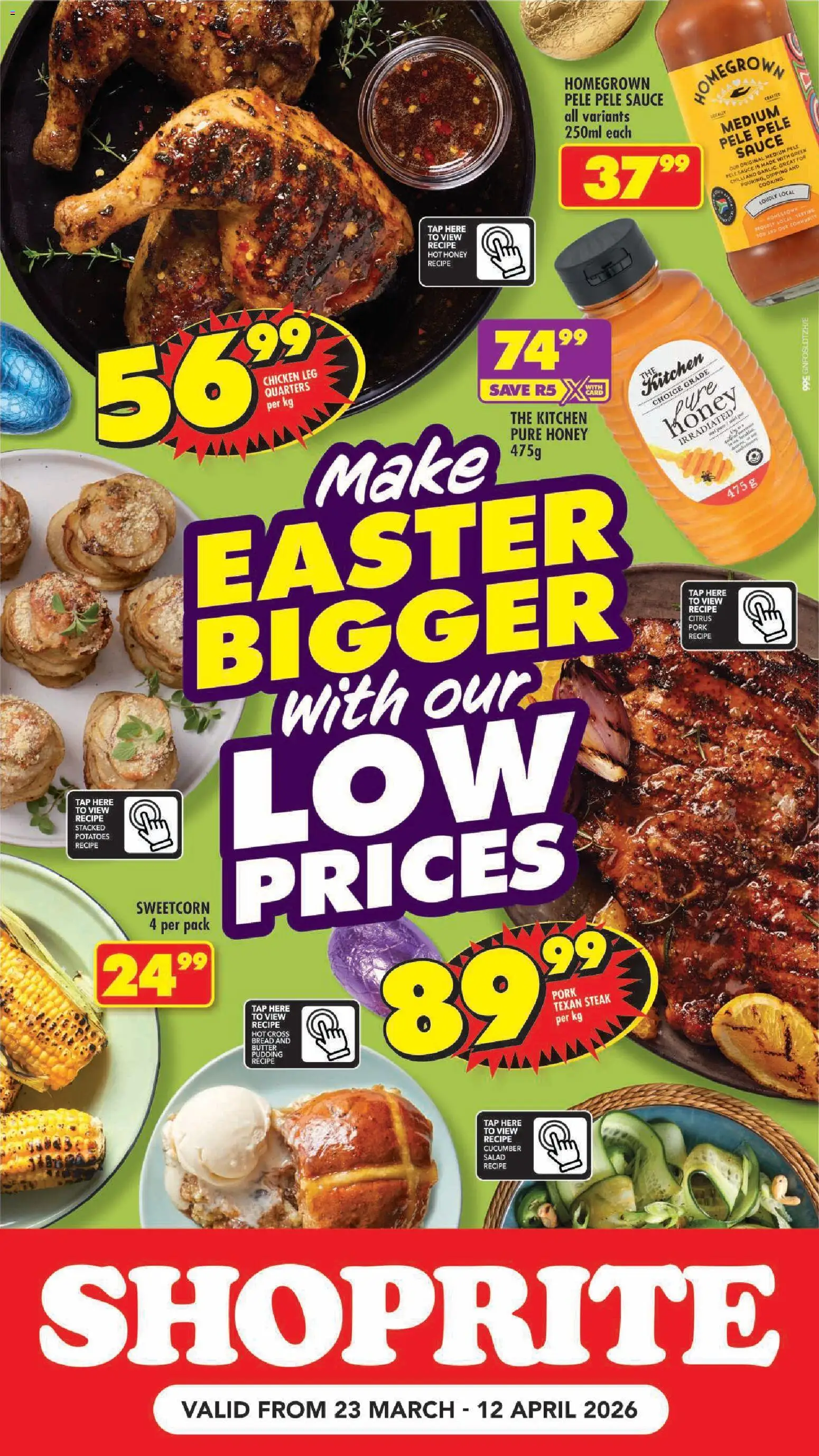 New Shoprite catalogue – valid from 23.03.2026 | Page: 1 | Products: Steak, Pork, Tap, Potatoes