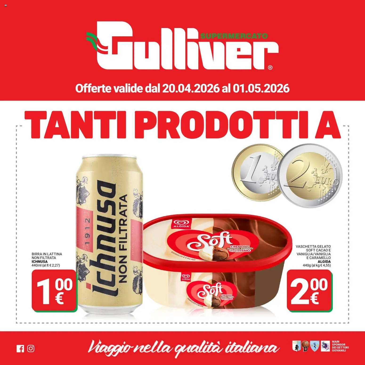 Volantino Gulliver del 20.04.2026 | Pagina: 1 | Prodotti: Birra, Gelato, Cacao