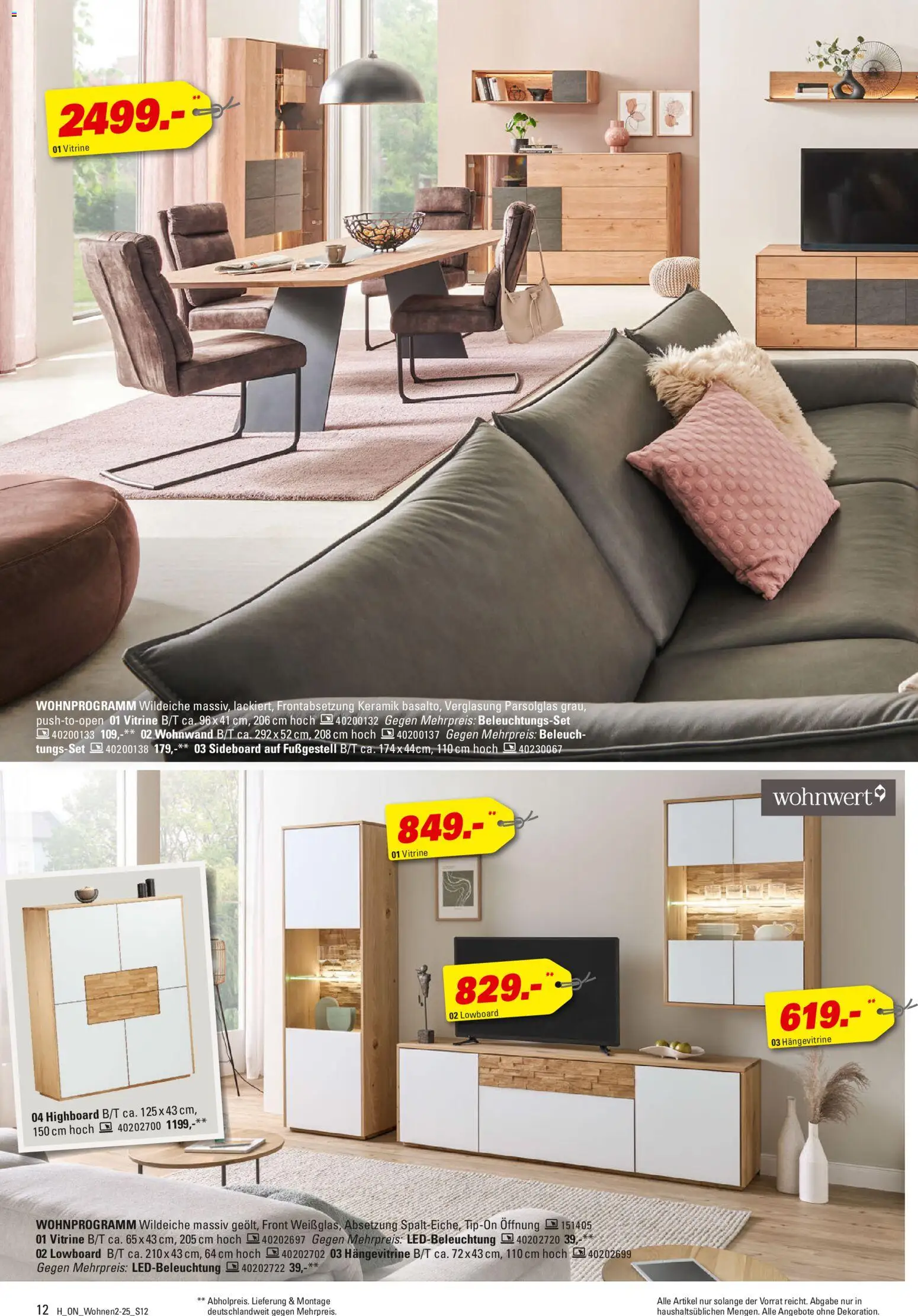 Höffner Wohnen Spezial – gültig ab 29.10.2025 | Seite: 12 | Produkte: Wohnwand, Lowboard, Vitrine, Hängevitrine