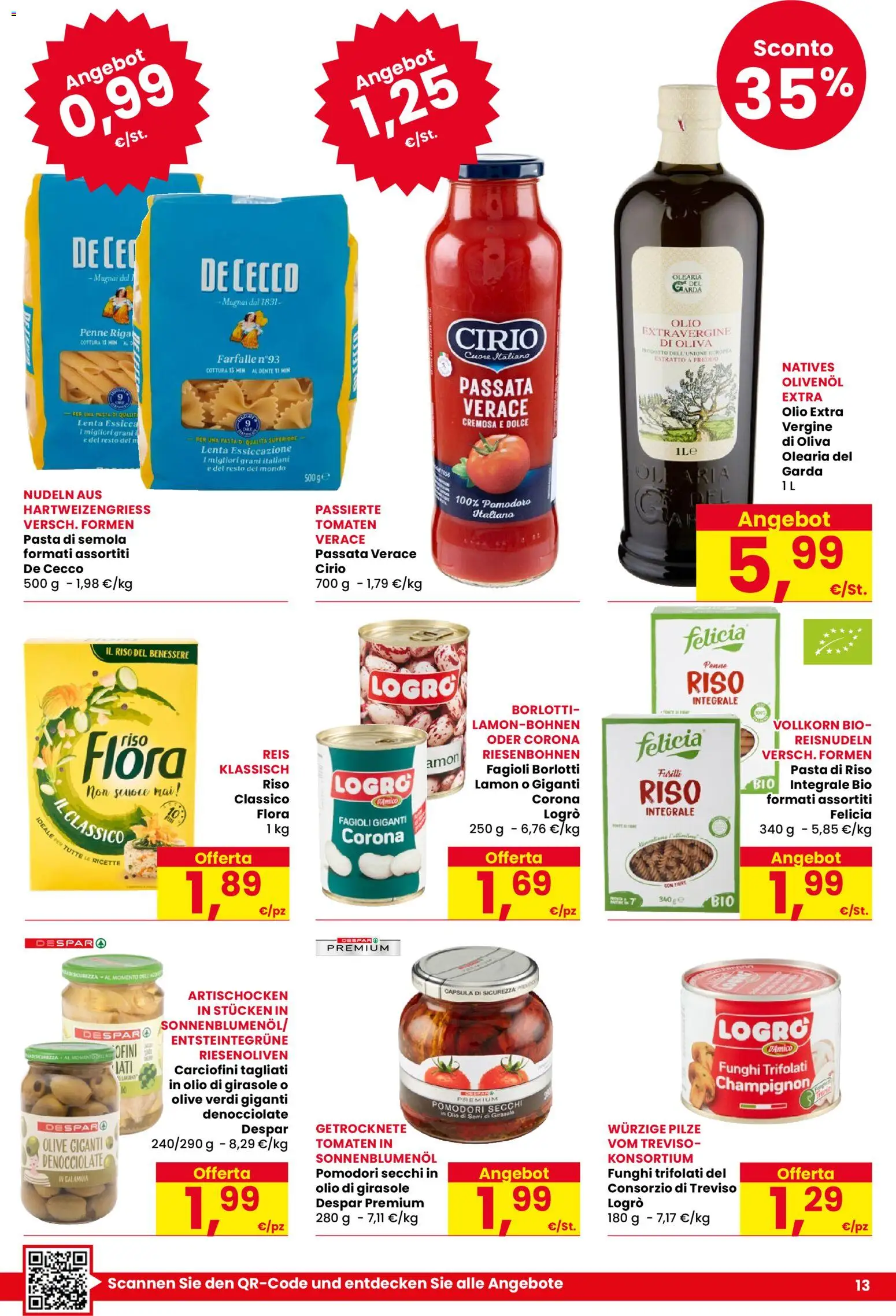 Volantino Despar del 09.04.2026 | Pagina: 13 | Prodotti: Riso, Pasta, Funghi, Penne