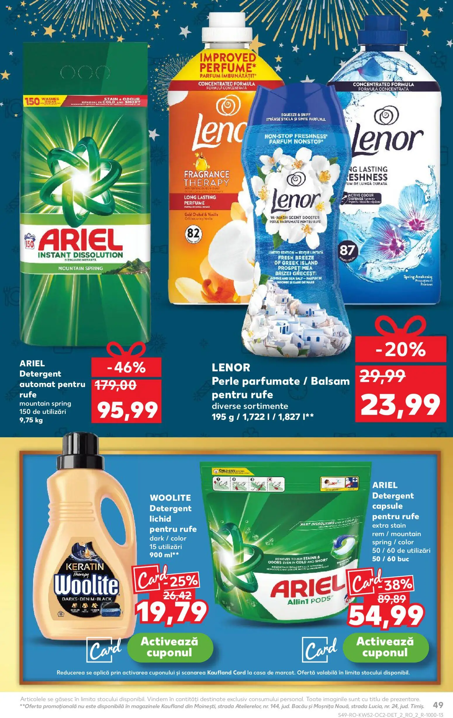 Kaufland RO akciós ujság - amely érvényes a következő dátumtól: 24.12.2025 | Oldal: 49 | Termékek: Ariel, Parfüm