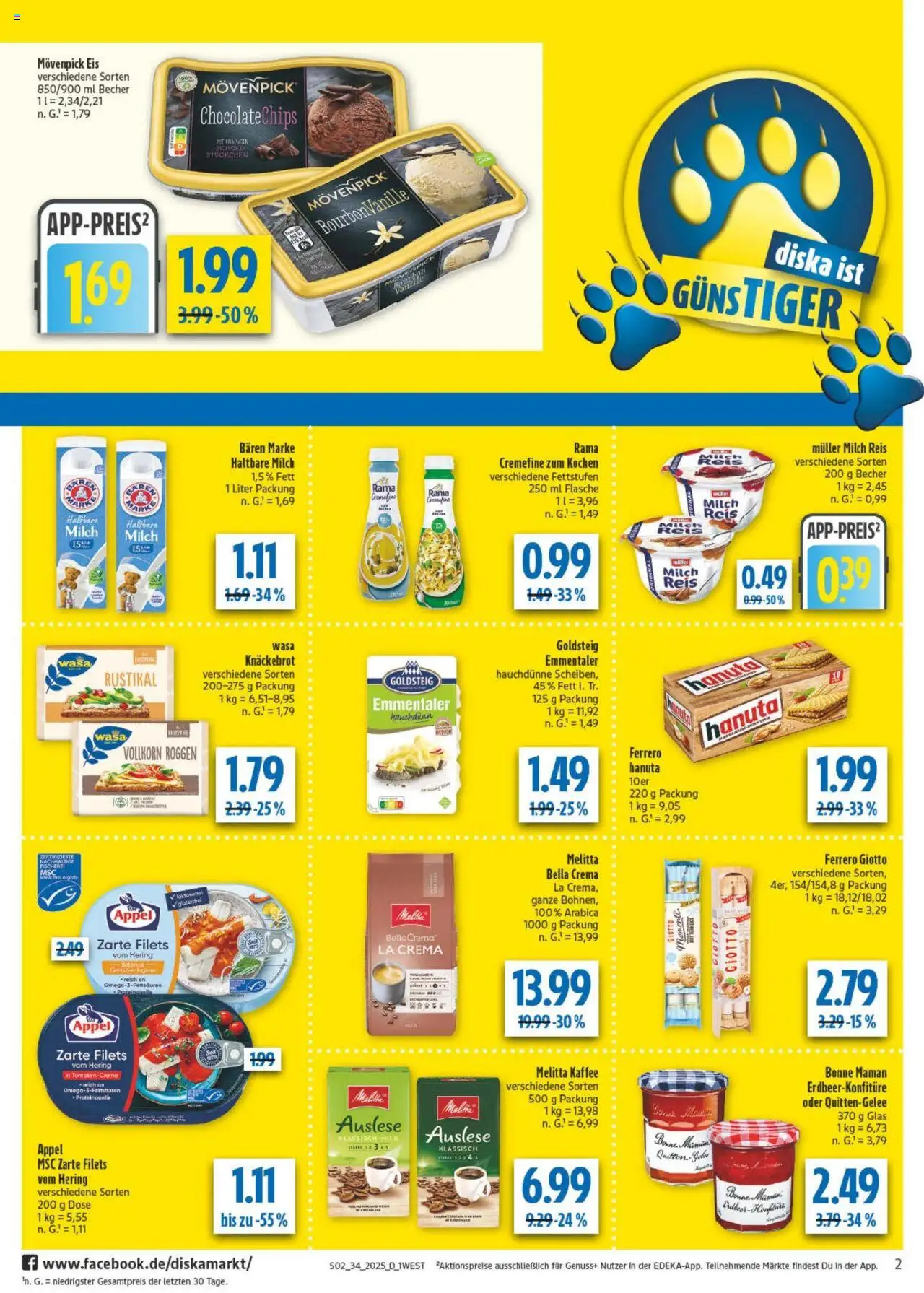 Diska - diska Angebote Bayern KW34 - gültig ab dem 18.08.2025 | Seite: 2 | Produkte: Kaffee, Haltbare milch, Bourbon, Eis
