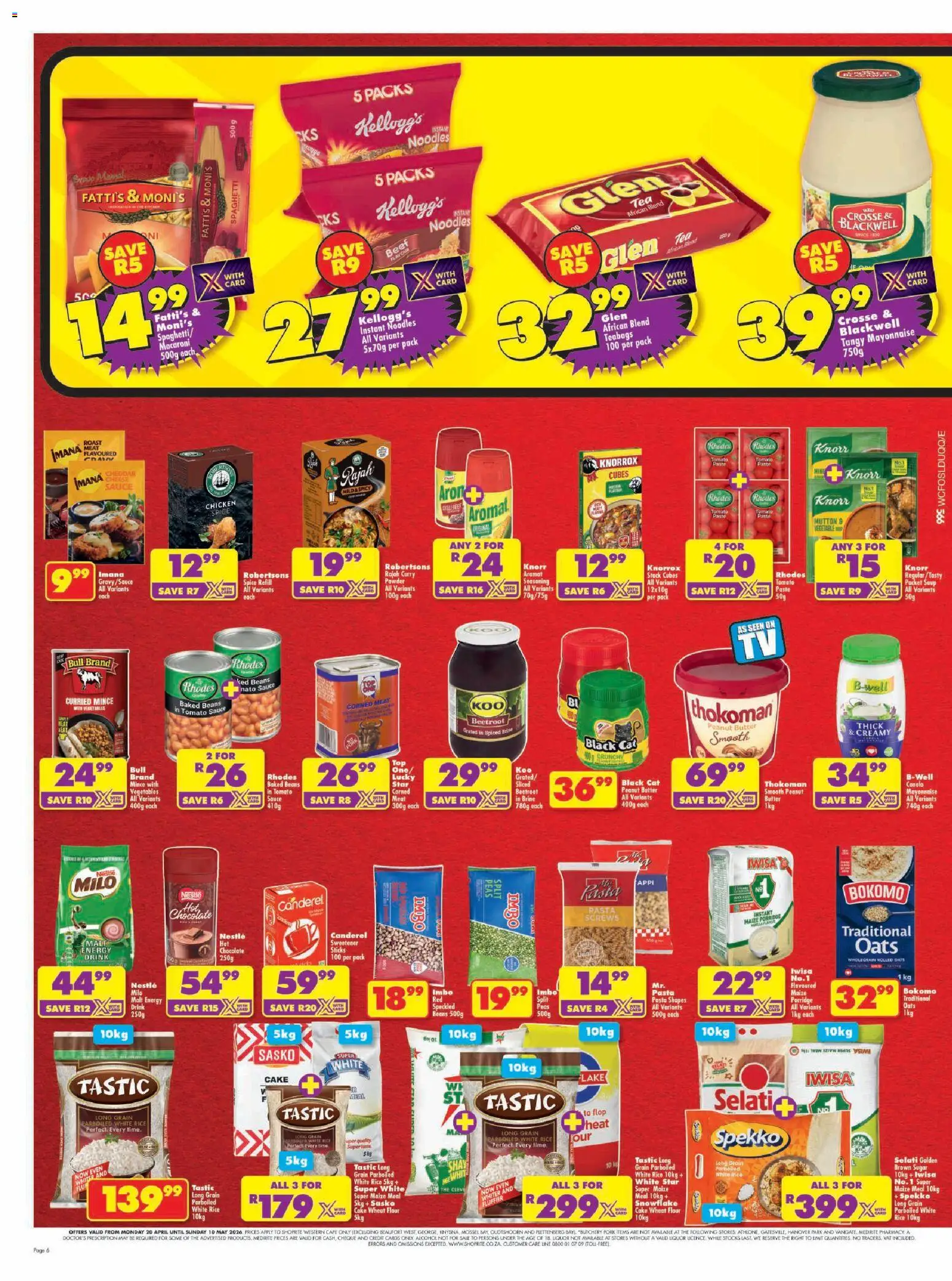 New Shoprite catalogue – valid from 20.04.2026 | Page: 6 | Products: Cake, Powder, Rice, Tomato sauce