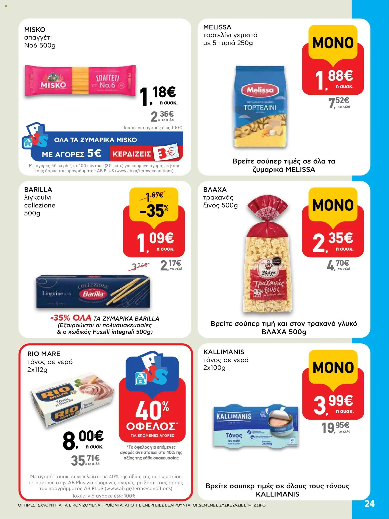  | Σελίδα: 24 | Προϊόντα: Τραχανάς, Νερό, Τόνος, Τόνος σε νερό