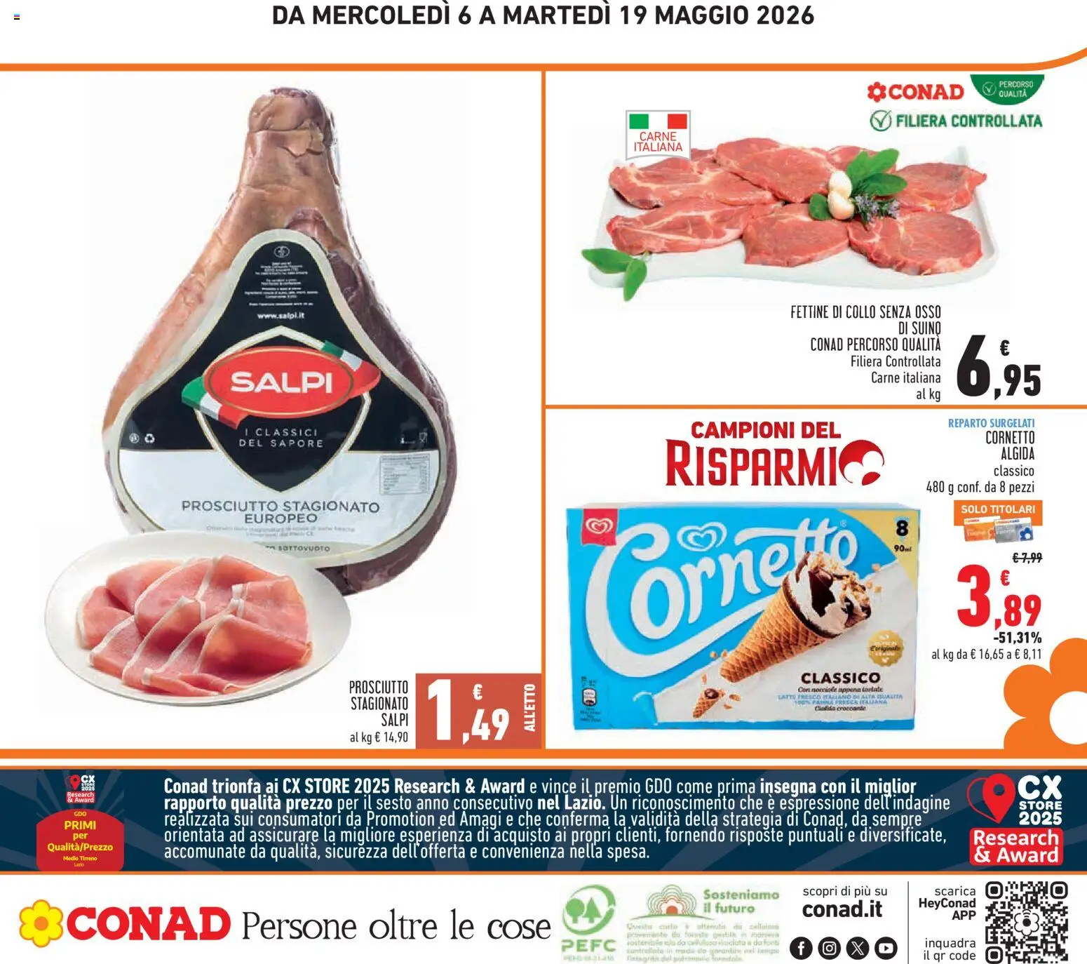 Volantino Conad del 06.05.2026 | Pagina: 28 | Prodotti: Cornetto, Panna, Suino, Prosciutto