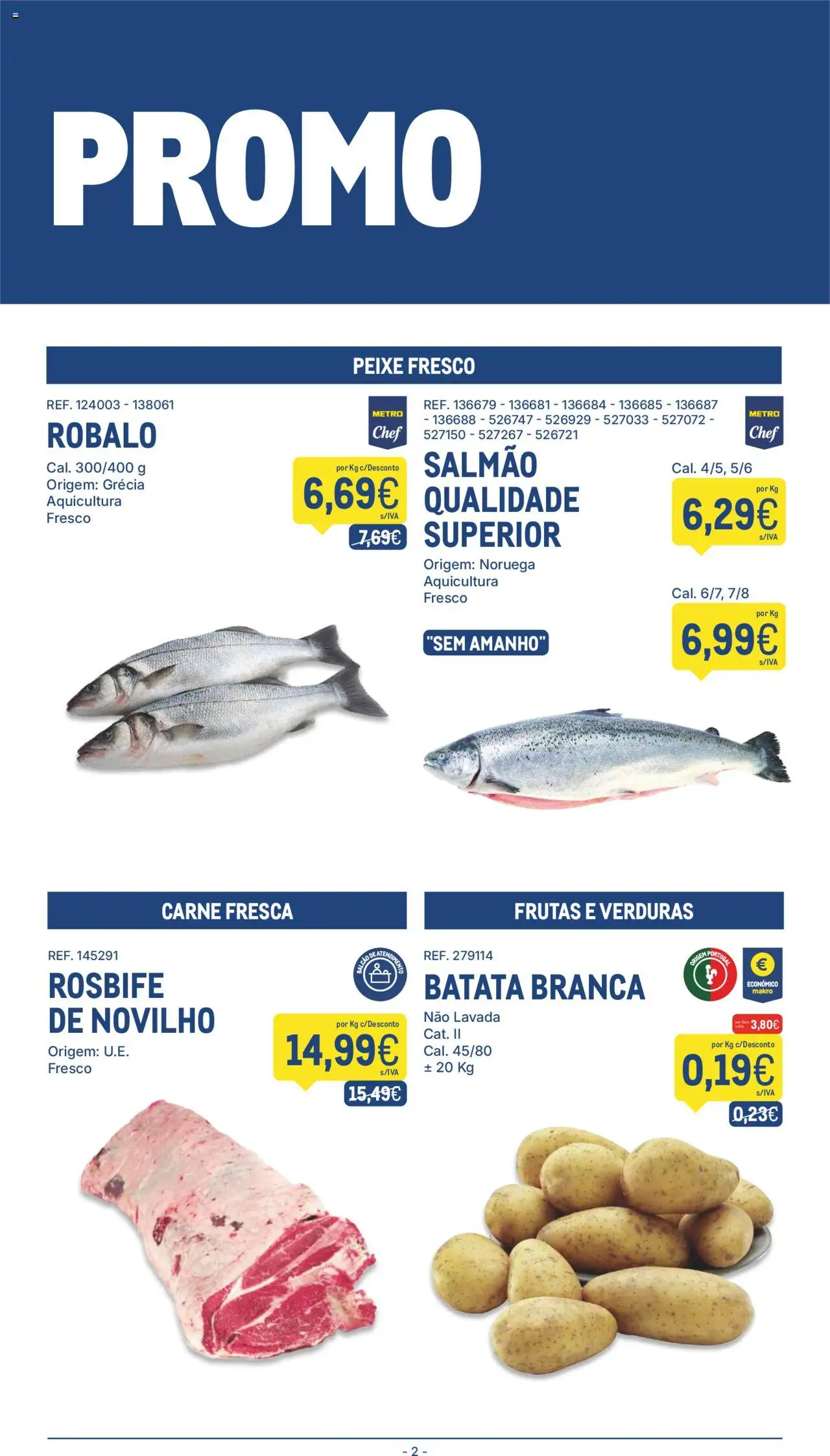 Makro folheto │ válido de 19.08.2025 | Página: 2 | Produtos: Batata, Salmão, Peixe, Carne