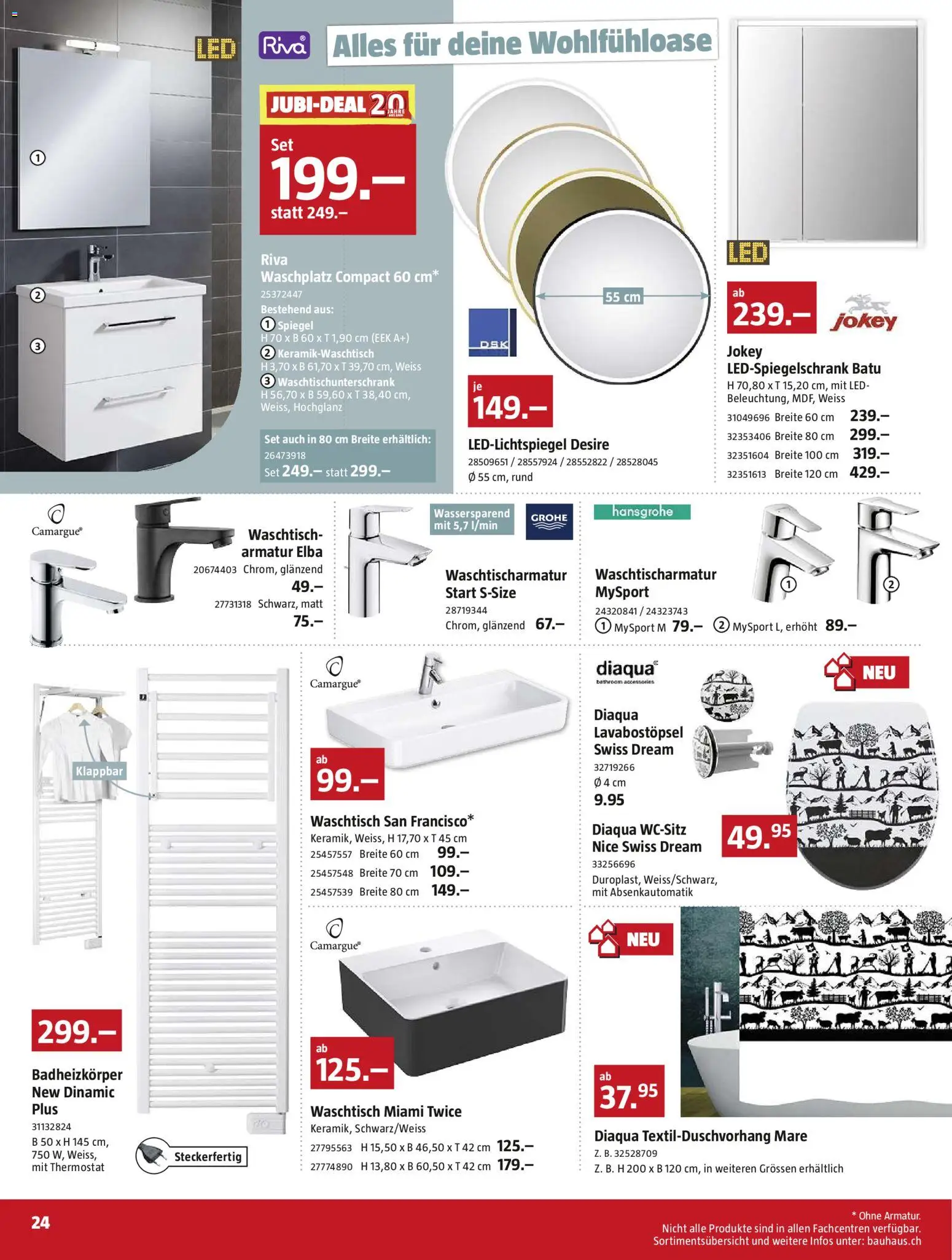 Bauhaus Aktionen – gültig ab 23.02.2026 | Seite: 24 | Produkte: Waschtisch, Armatur, Spiegel